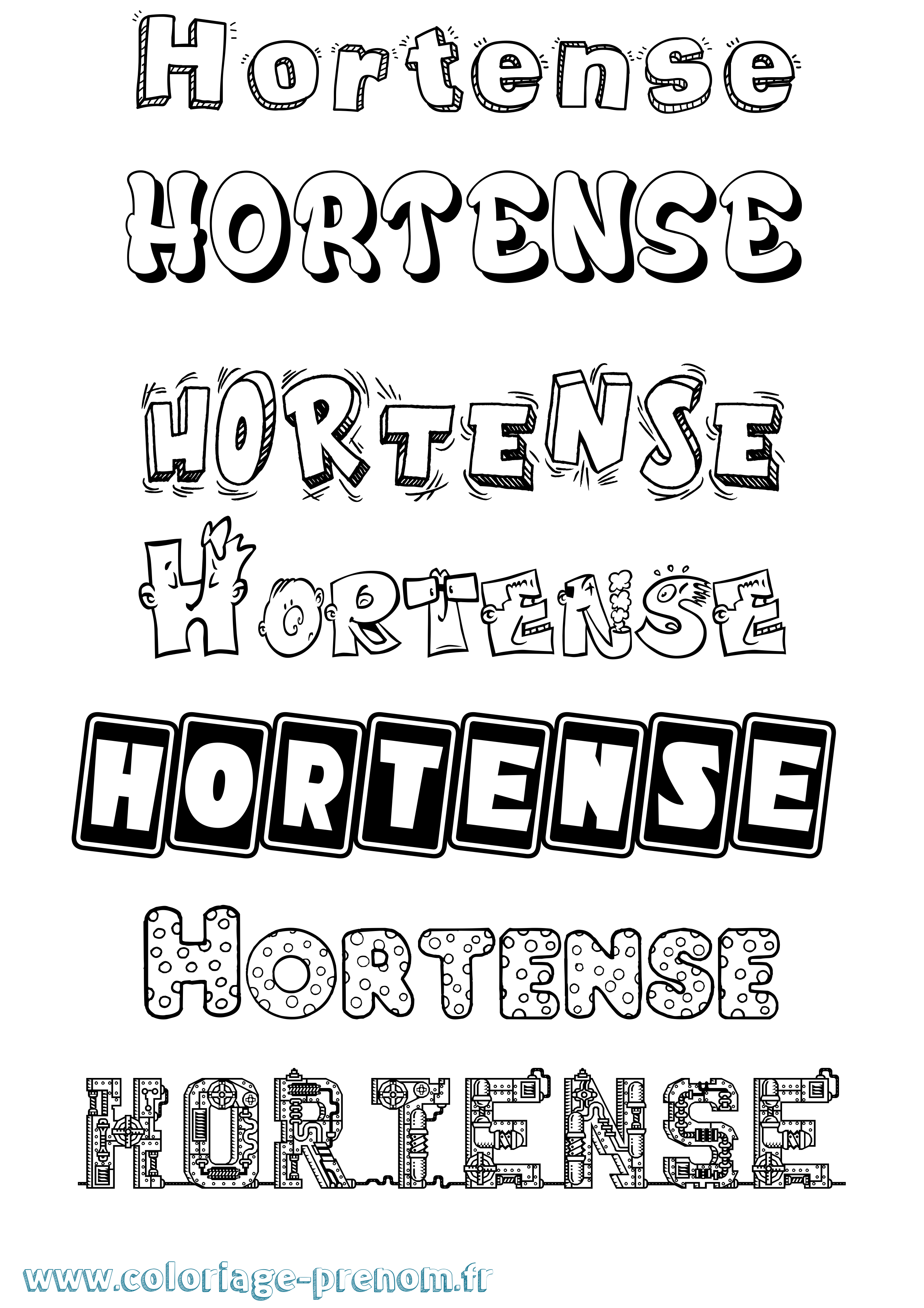 Coloriage Hortense Coloriage prénom Hortense