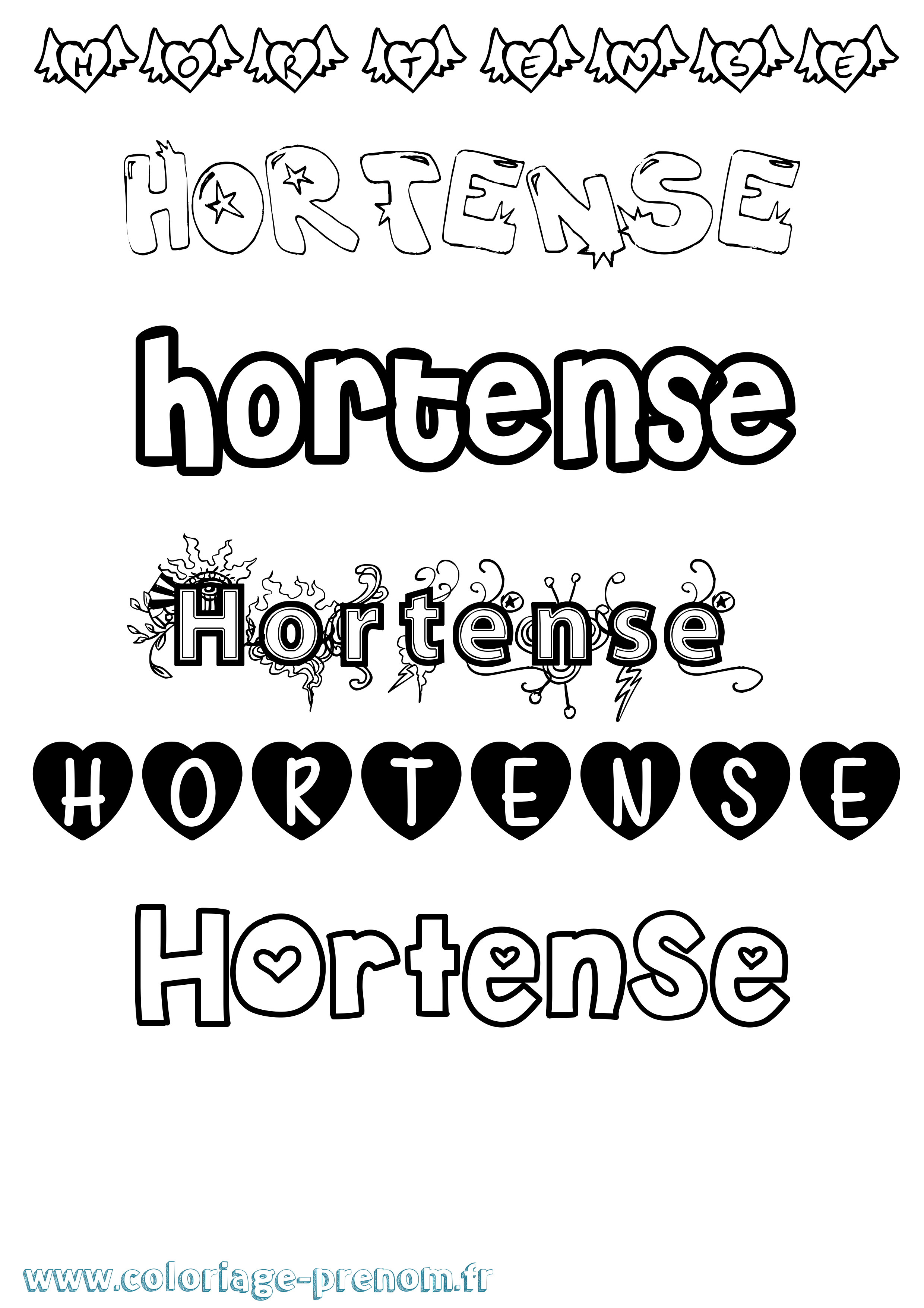 Coloriage Hortense Coloriage prénom Hortense