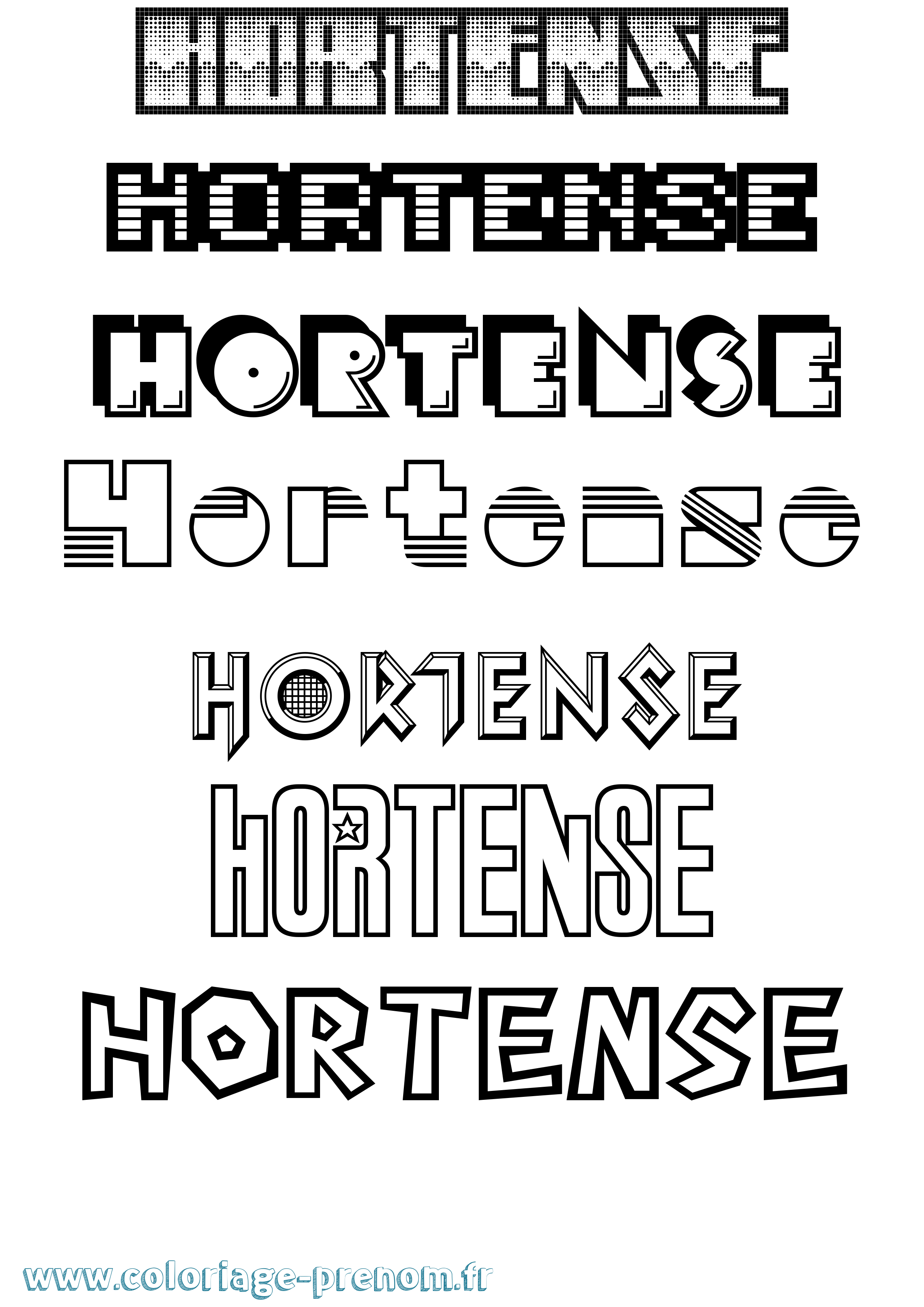 Coloriage Hortense Coloriage prénom Hortense