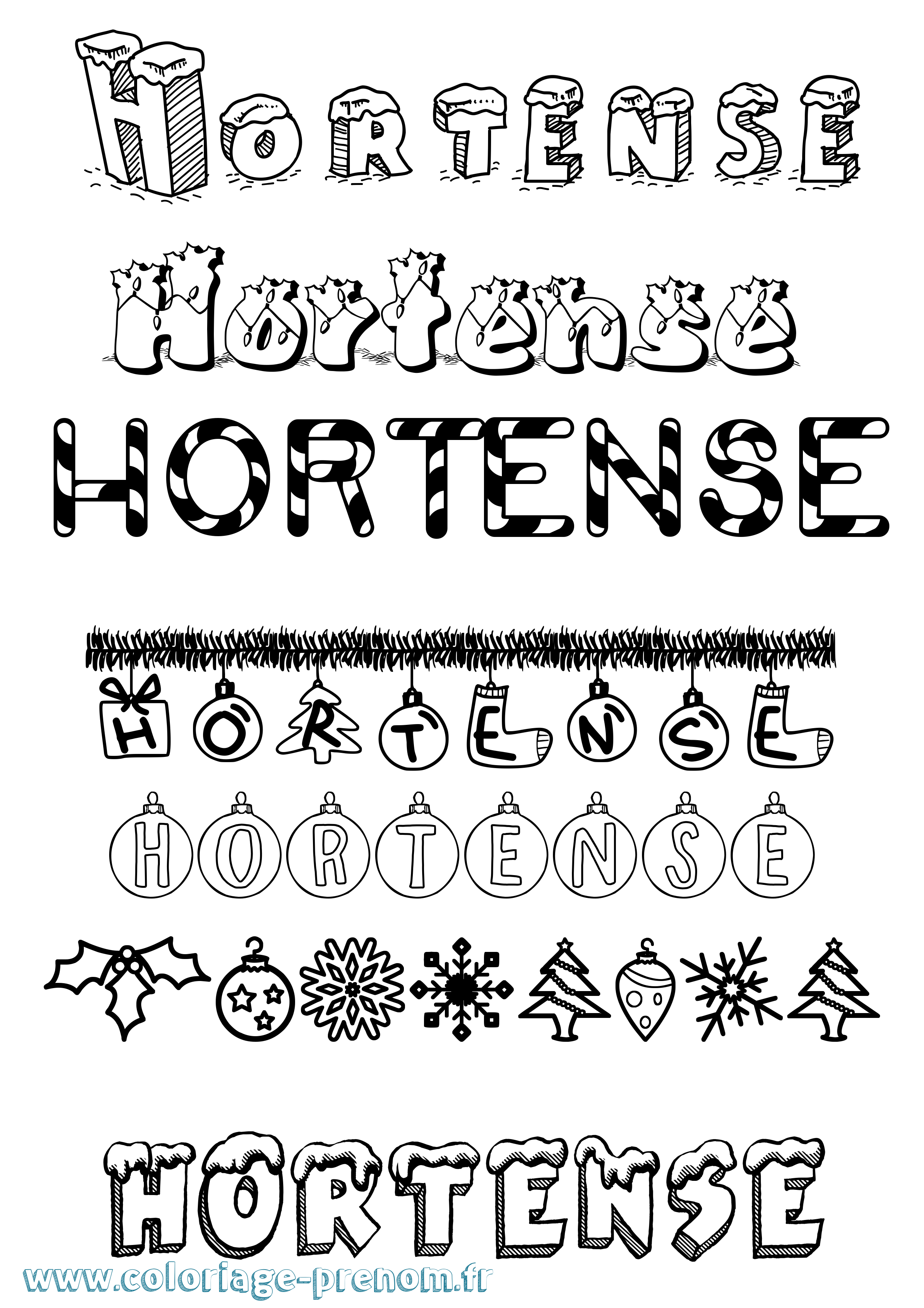 Coloriage Hortense Coloriage prénom Hortense