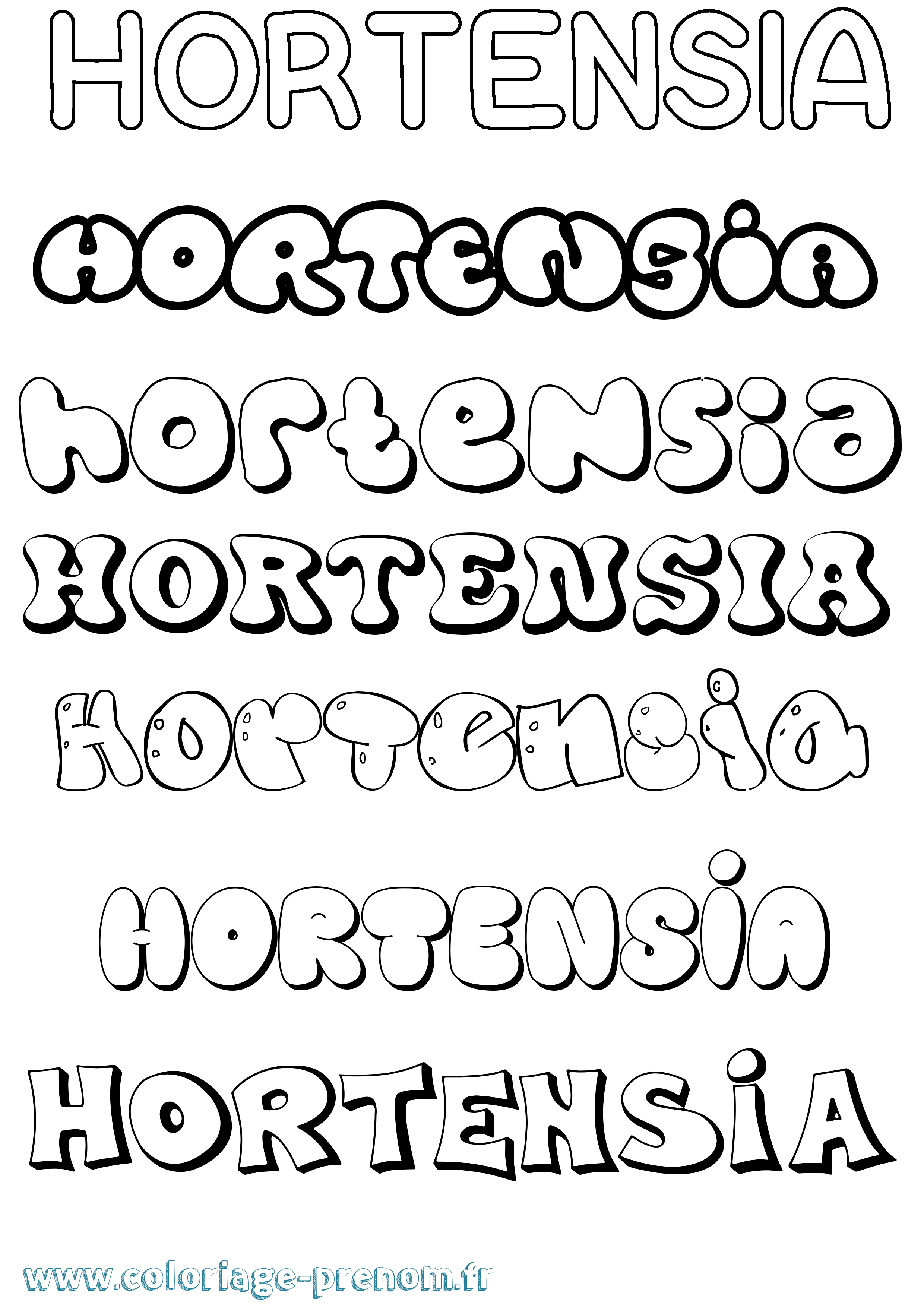 Coloriage Hortensia Bubble Coloriage prénom Hortensia Bubble