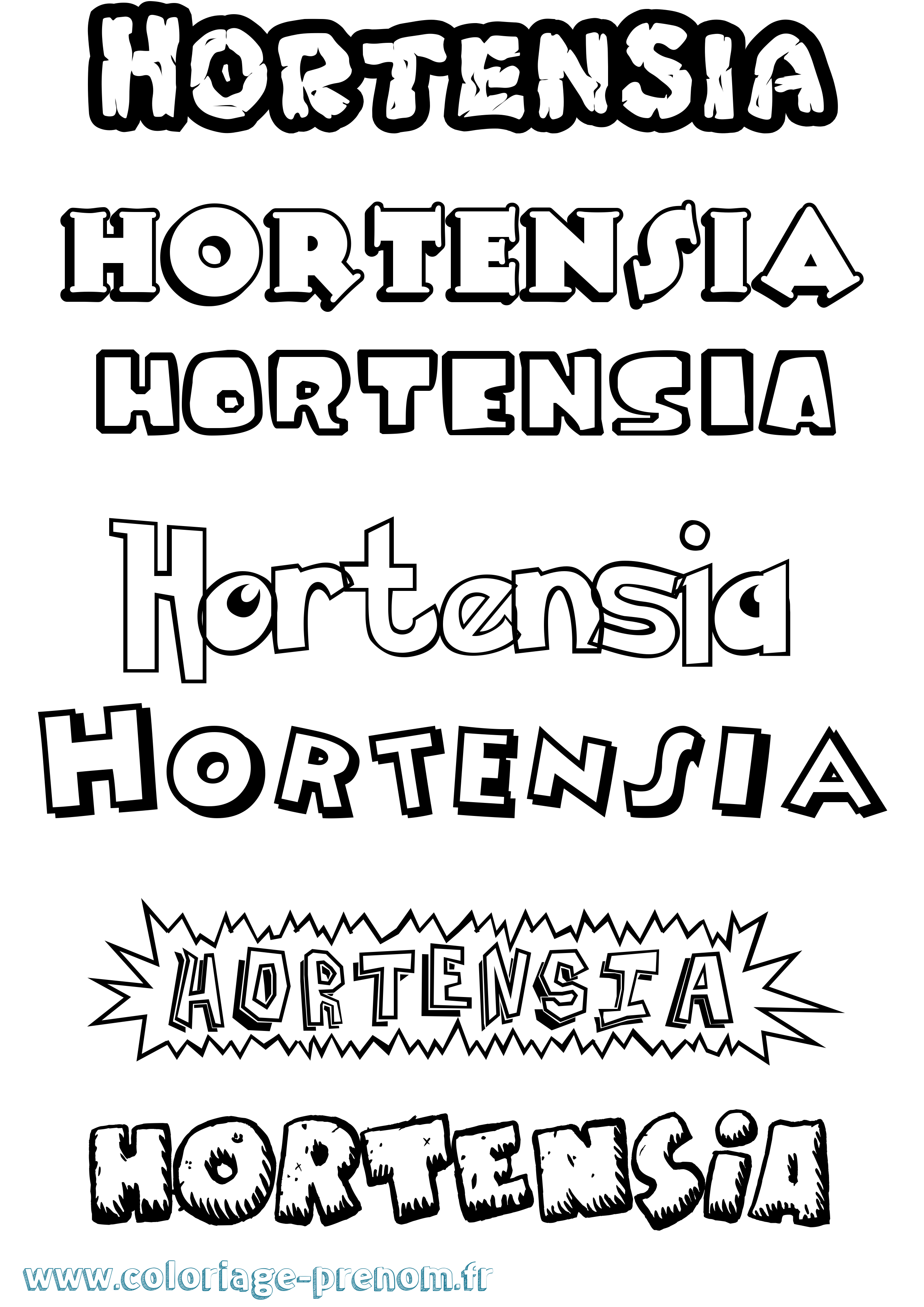 Coloriage Hortensia Dessin Animé Coloriage prénom Hortensia Dessin Animé