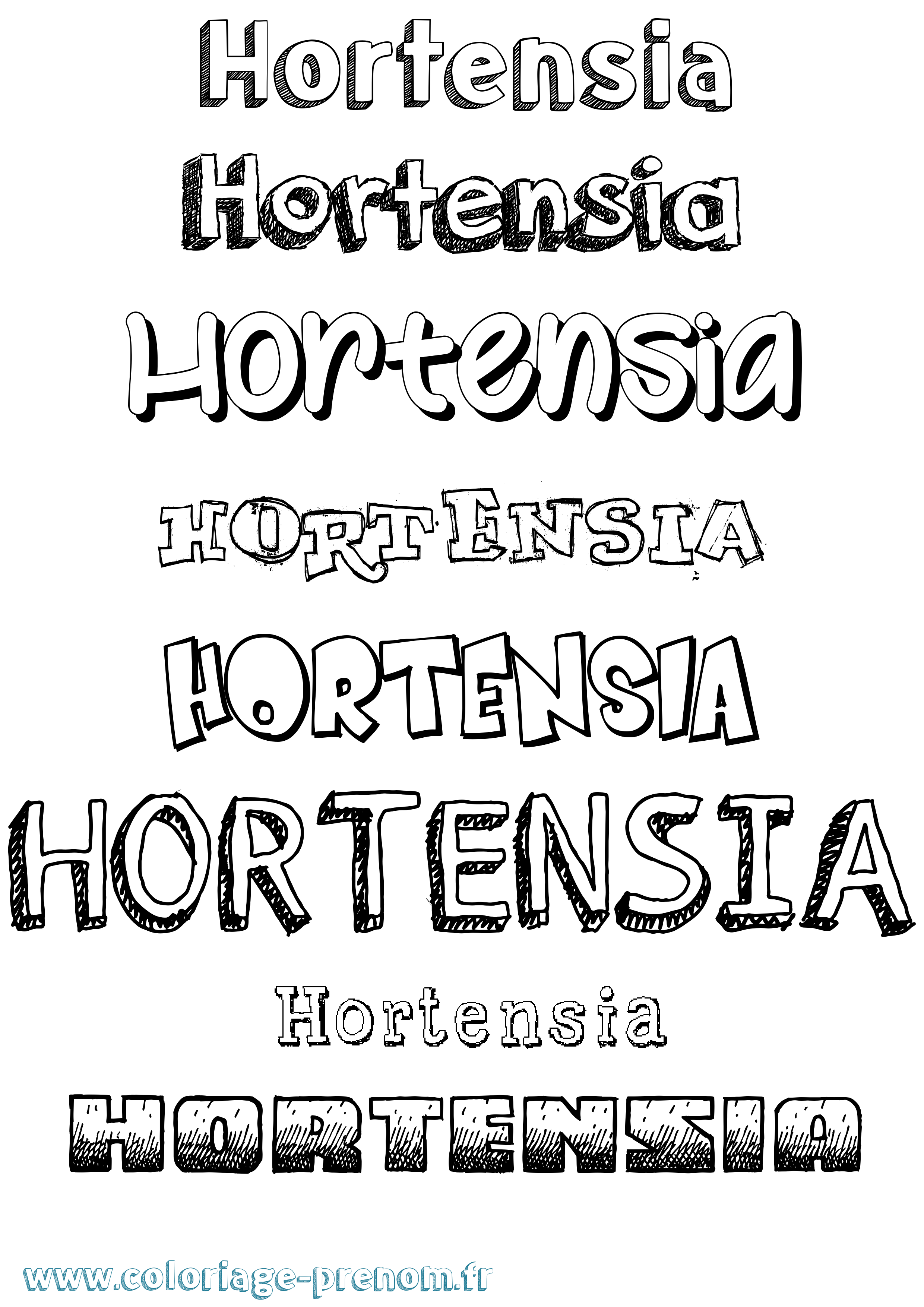 Coloriage Hortensia Dessiné Coloriage prénom Hortensia Dessiné