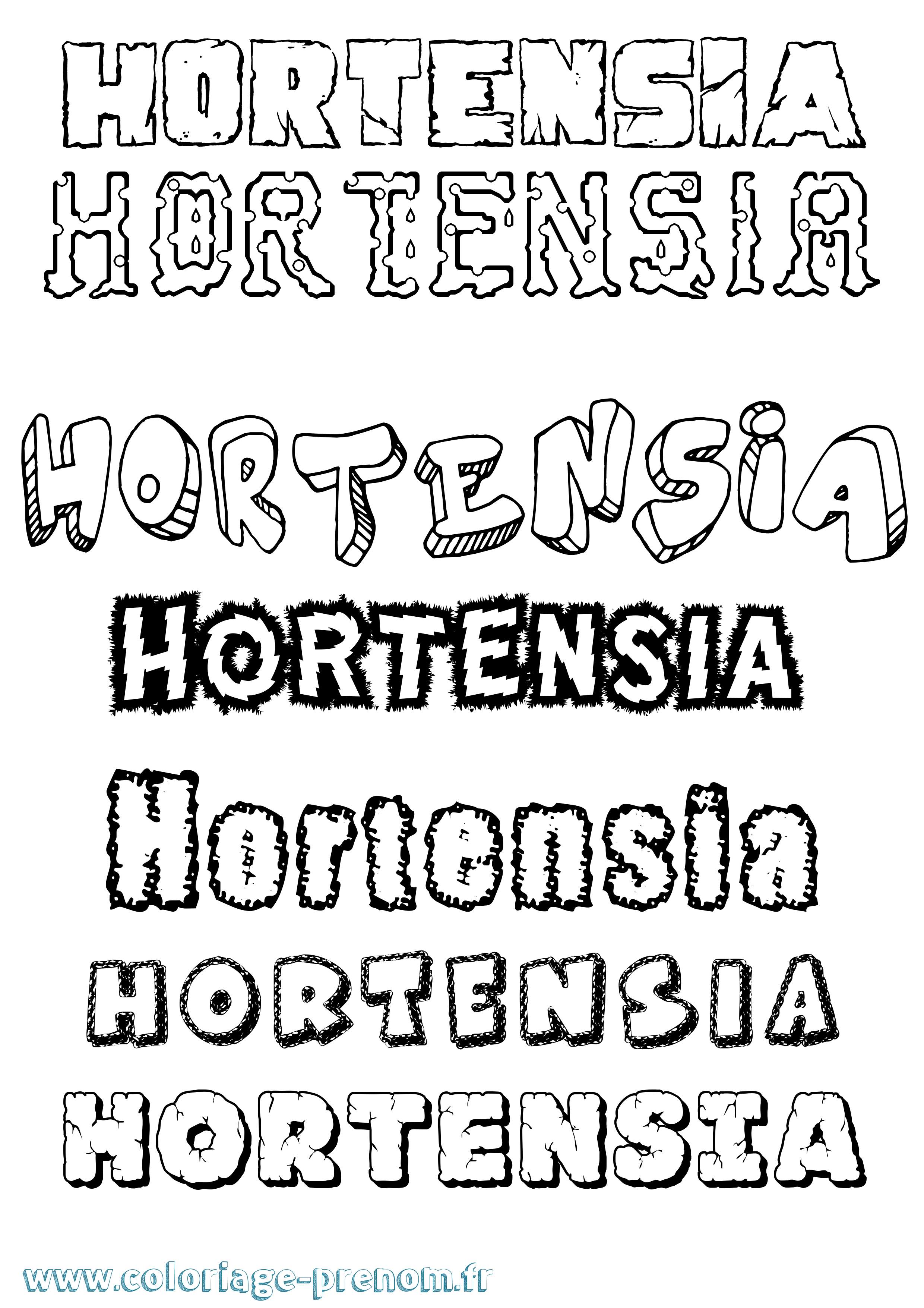 Coloriage Hortensia Destructuré Coloriage prénom Hortensia Destructuré