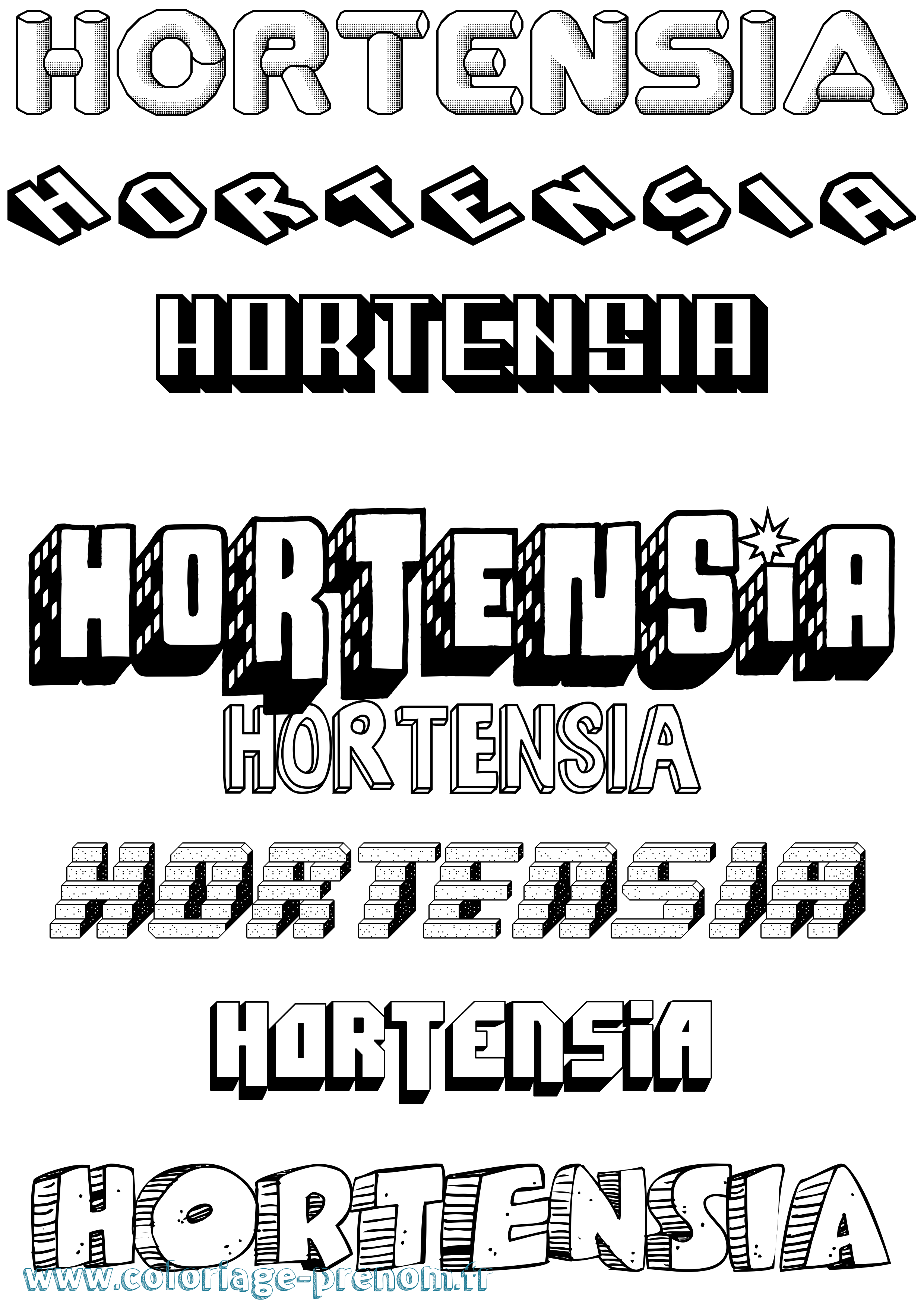 Coloriage Hortensia Effet 3D Coloriage prénom Hortensia Effet 3D
