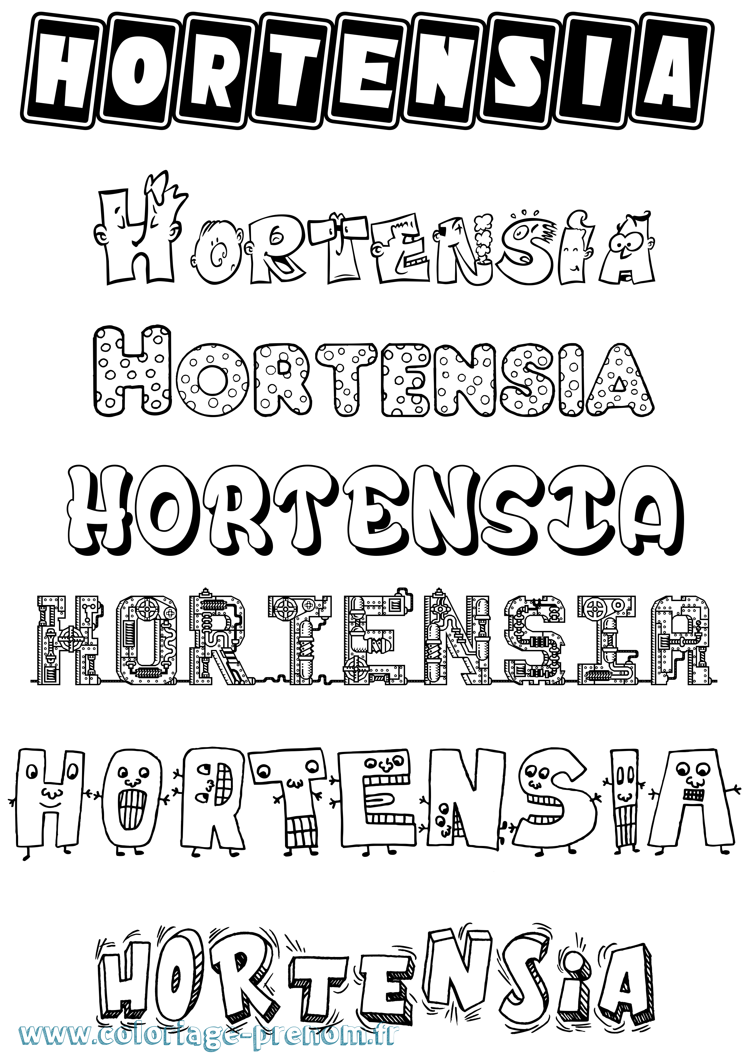 Coloriage Hortensia Fun Coloriage prénom Hortensia Fun
