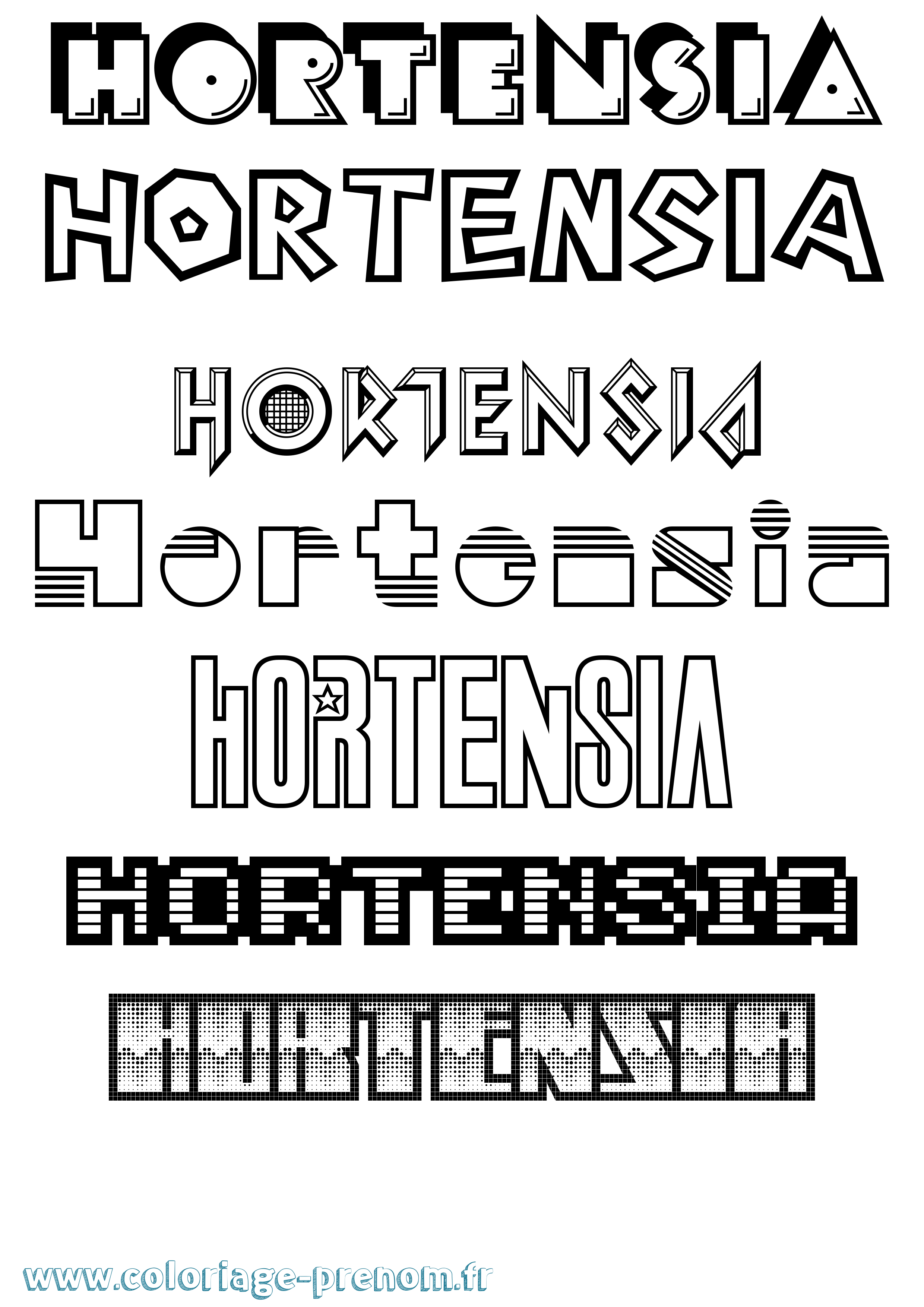 Coloriage Hortensia Jeux Vidéos Coloriage prénom Hortensia Jeux Vidéos