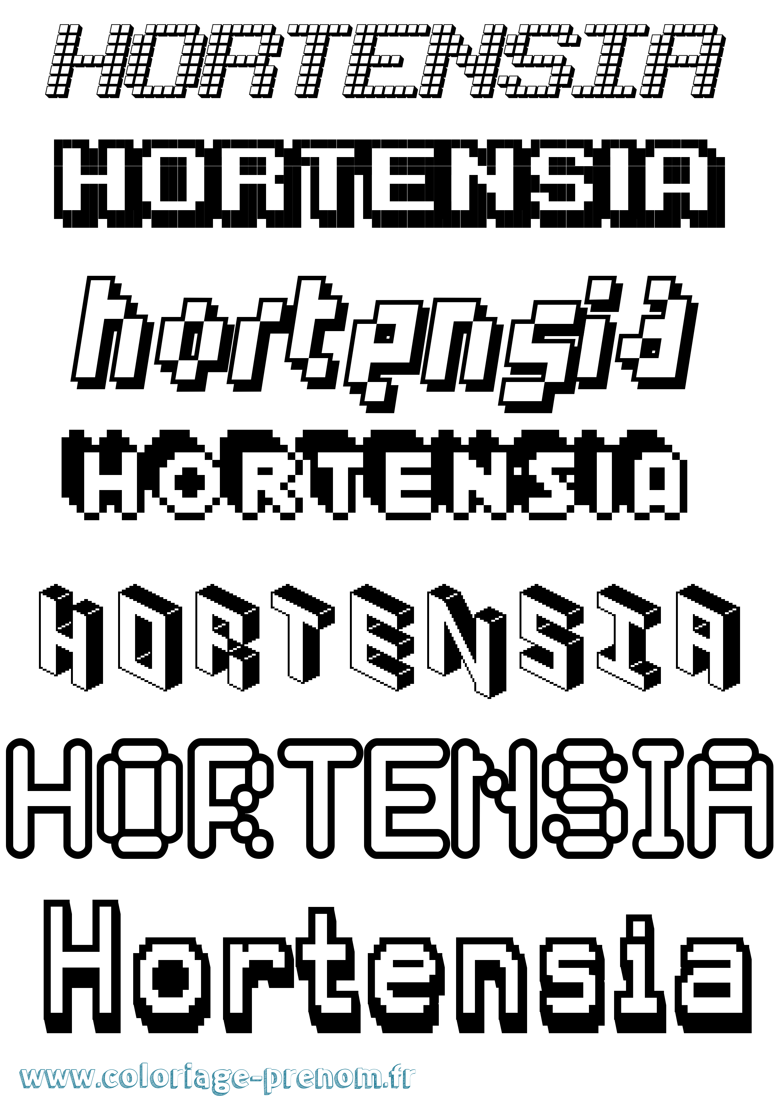Coloriage Hortensia Pixel Coloriage prénom Hortensia Pixel