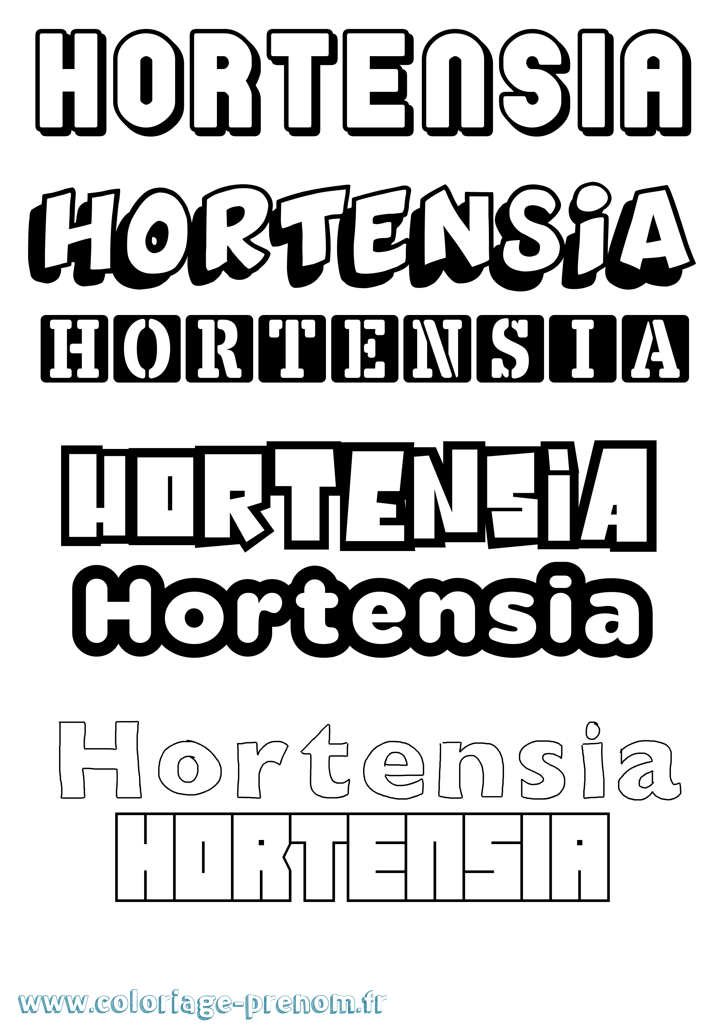 Coloriage Hortensia Simple Coloriage prénom Hortensia Simple