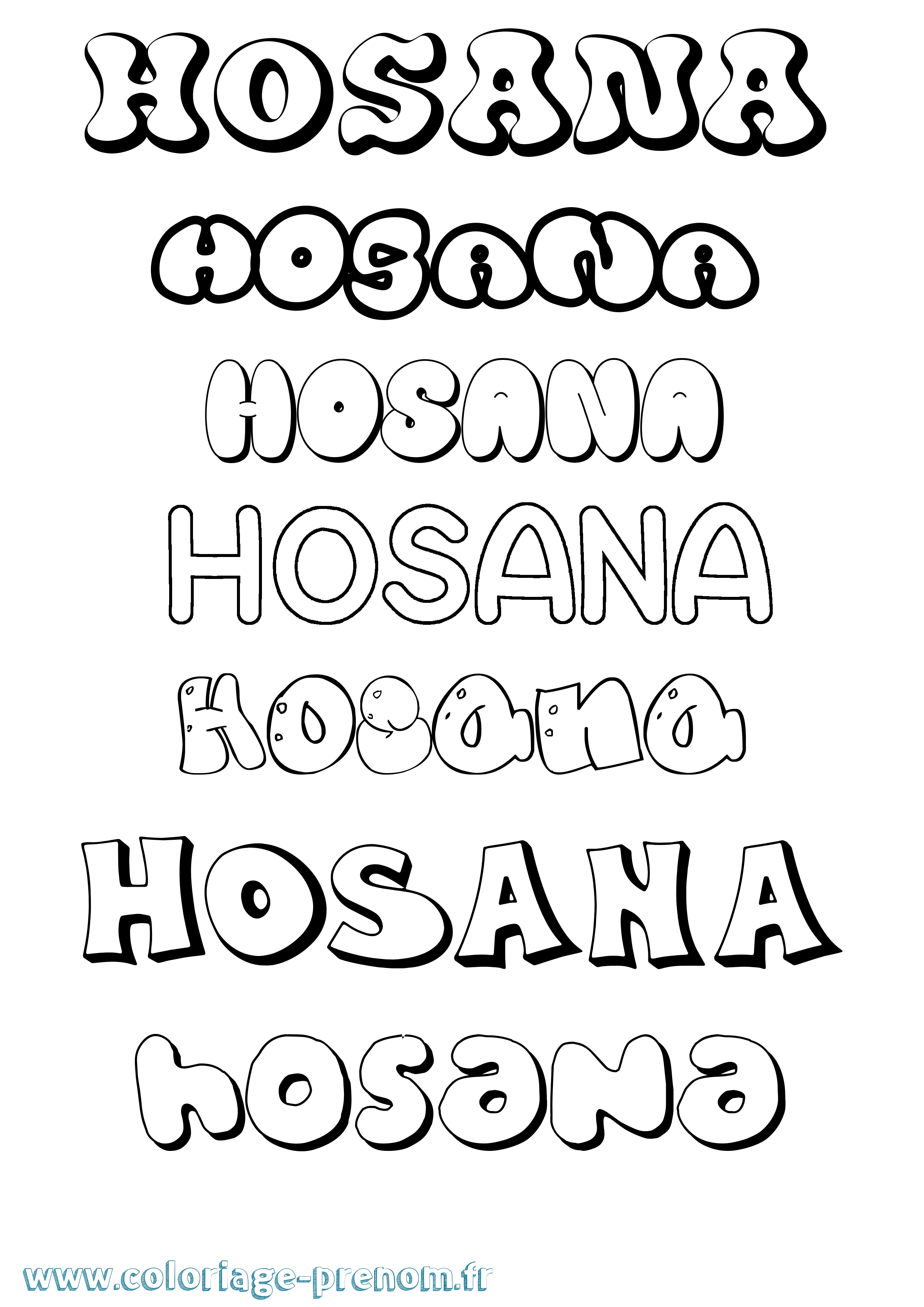 Coloriage prénom Hosana Bubble