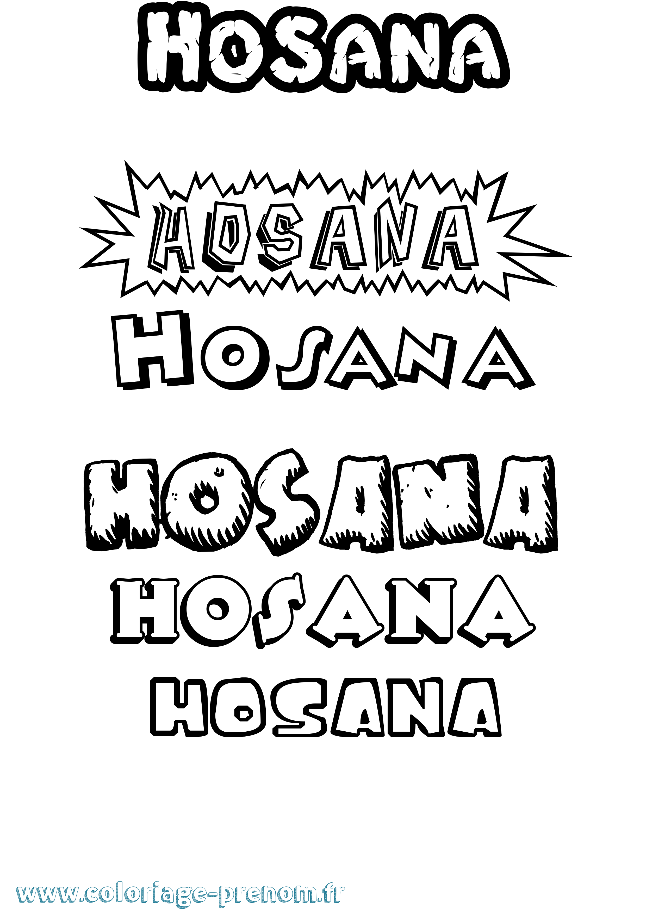 Coloriage prénom Hosana Dessin Animé