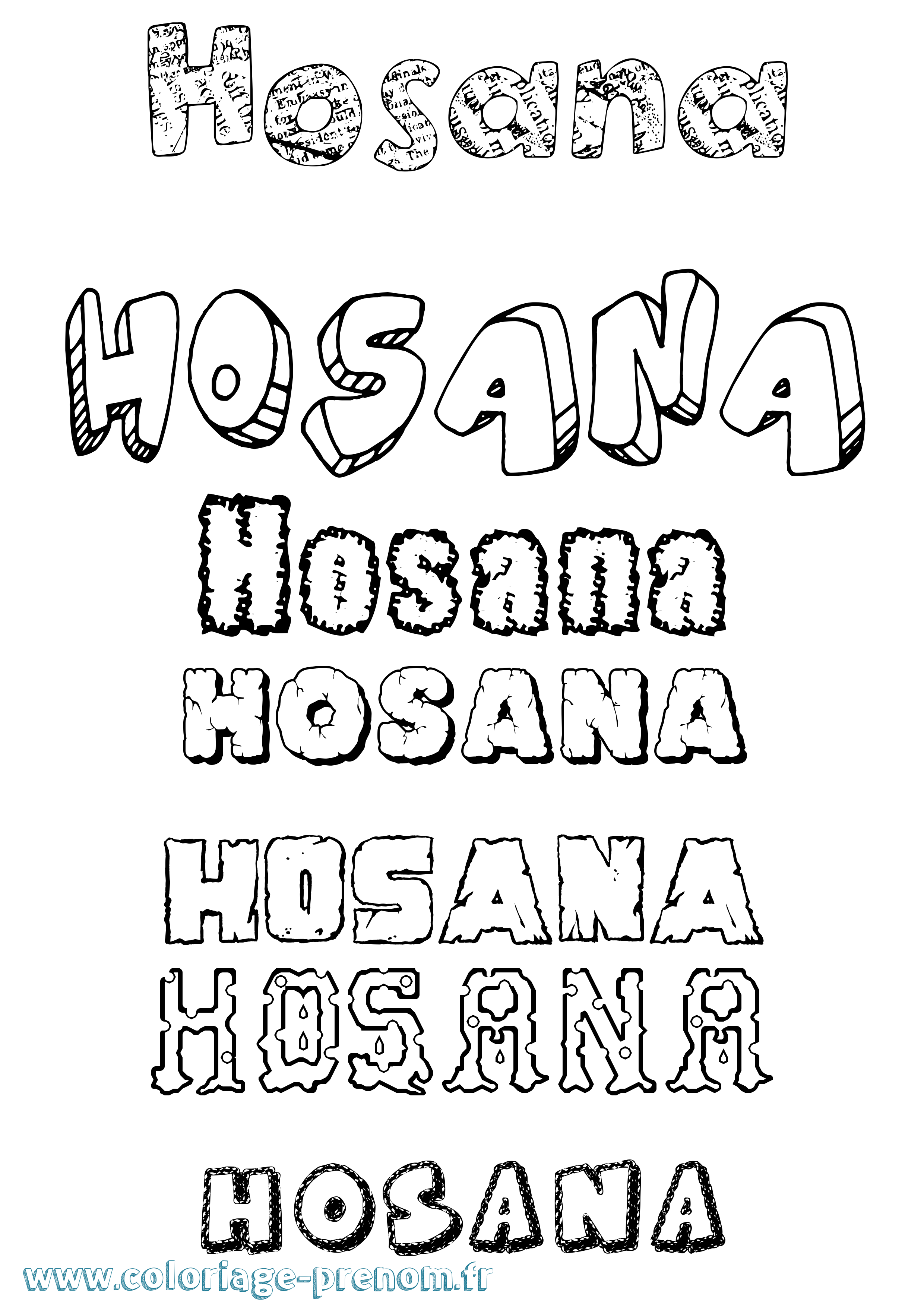Coloriage prénom Hosana Destructuré