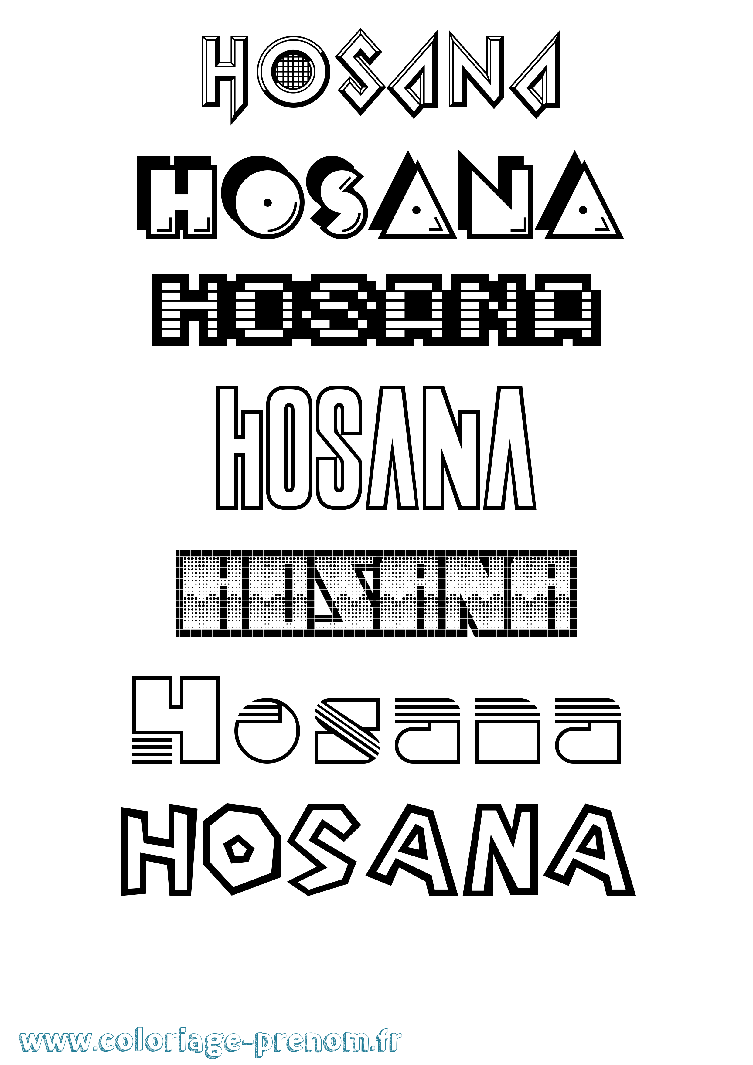 Coloriage prénom Hosana Jeux Vidéos