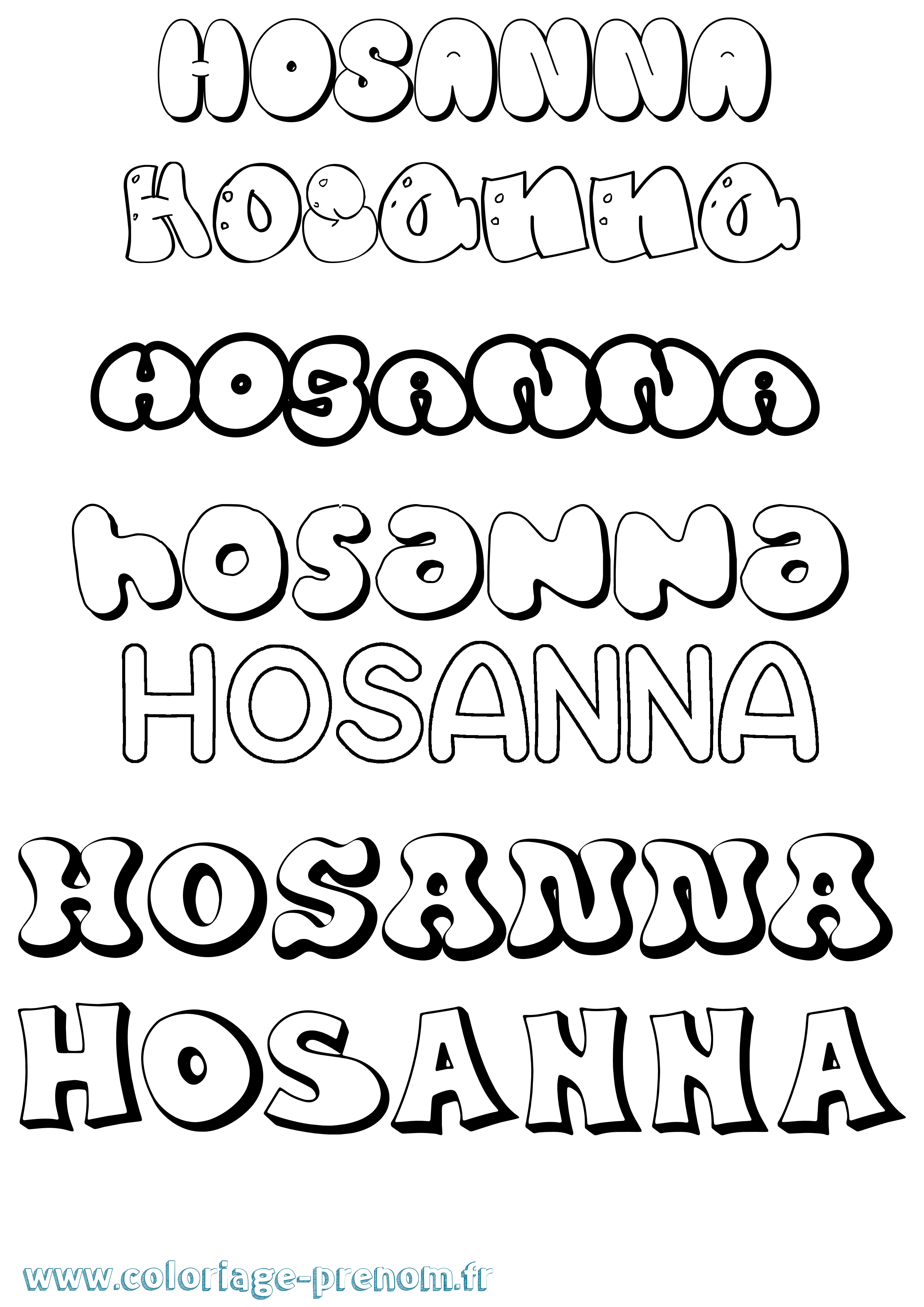 Coloriage prénom Hosanna Bubble