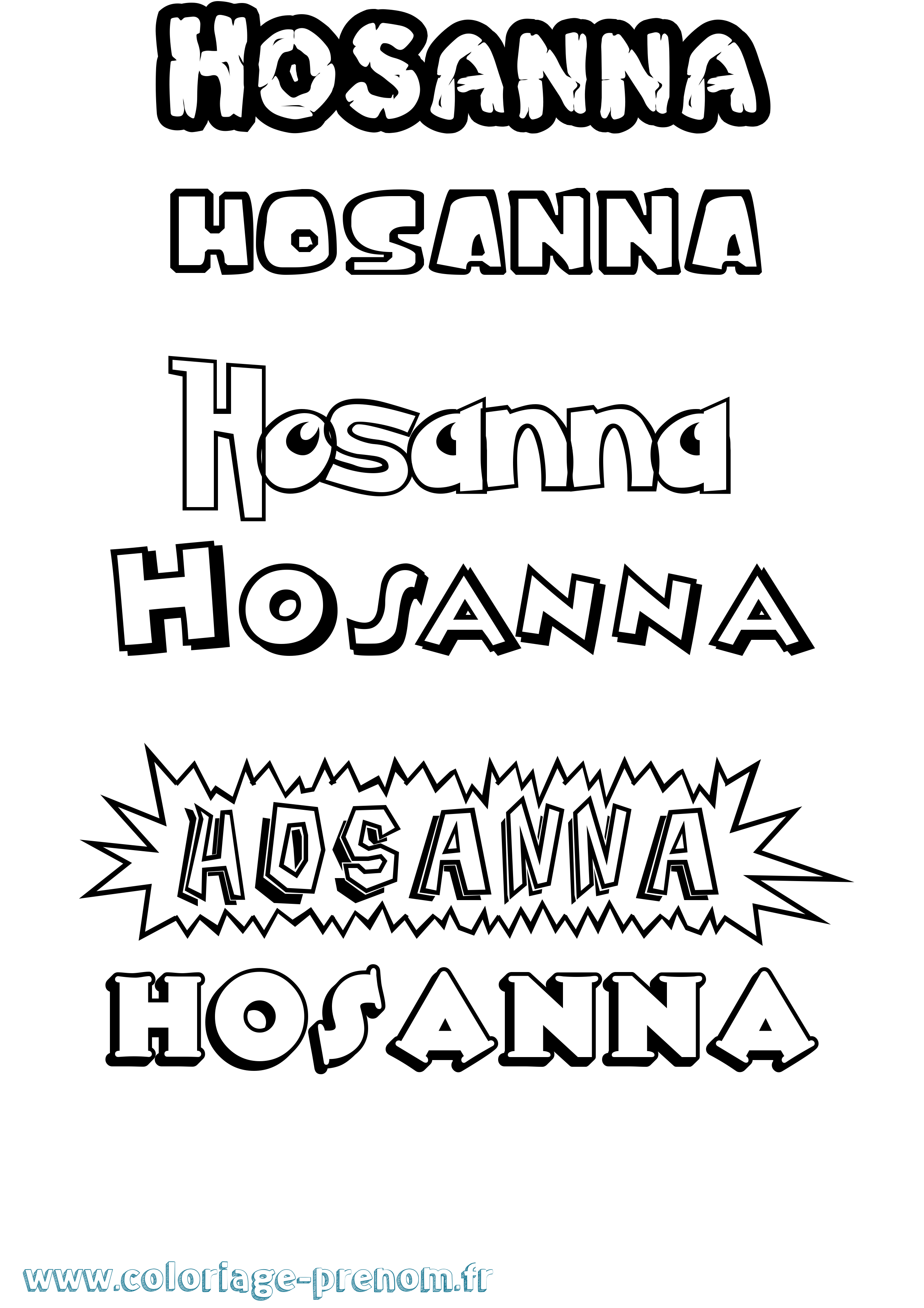 Coloriage Hosanna Dessin Animé Coloriage prénom Hosanna Dessin Animé