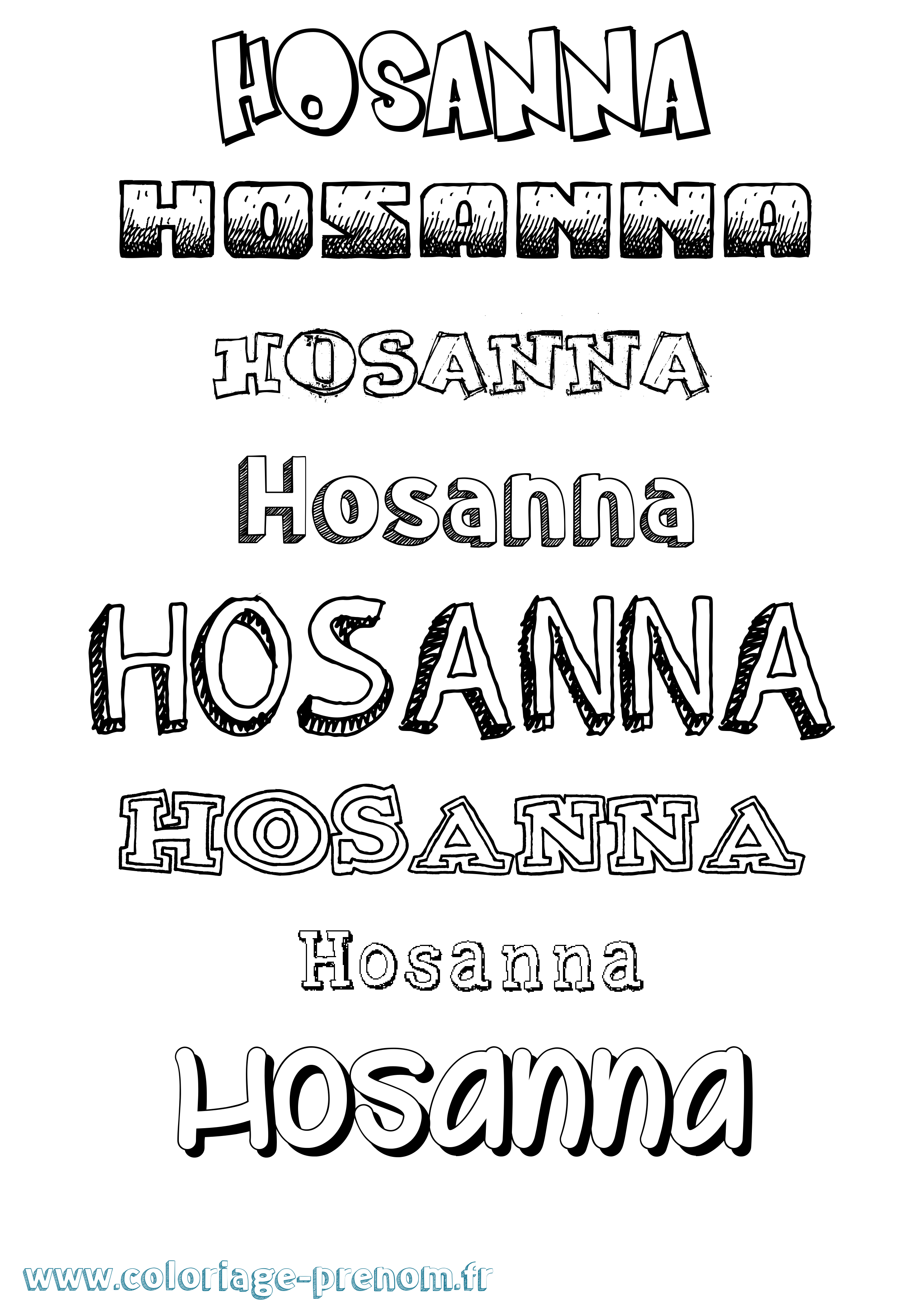 Coloriage prénom Hosanna Dessiné