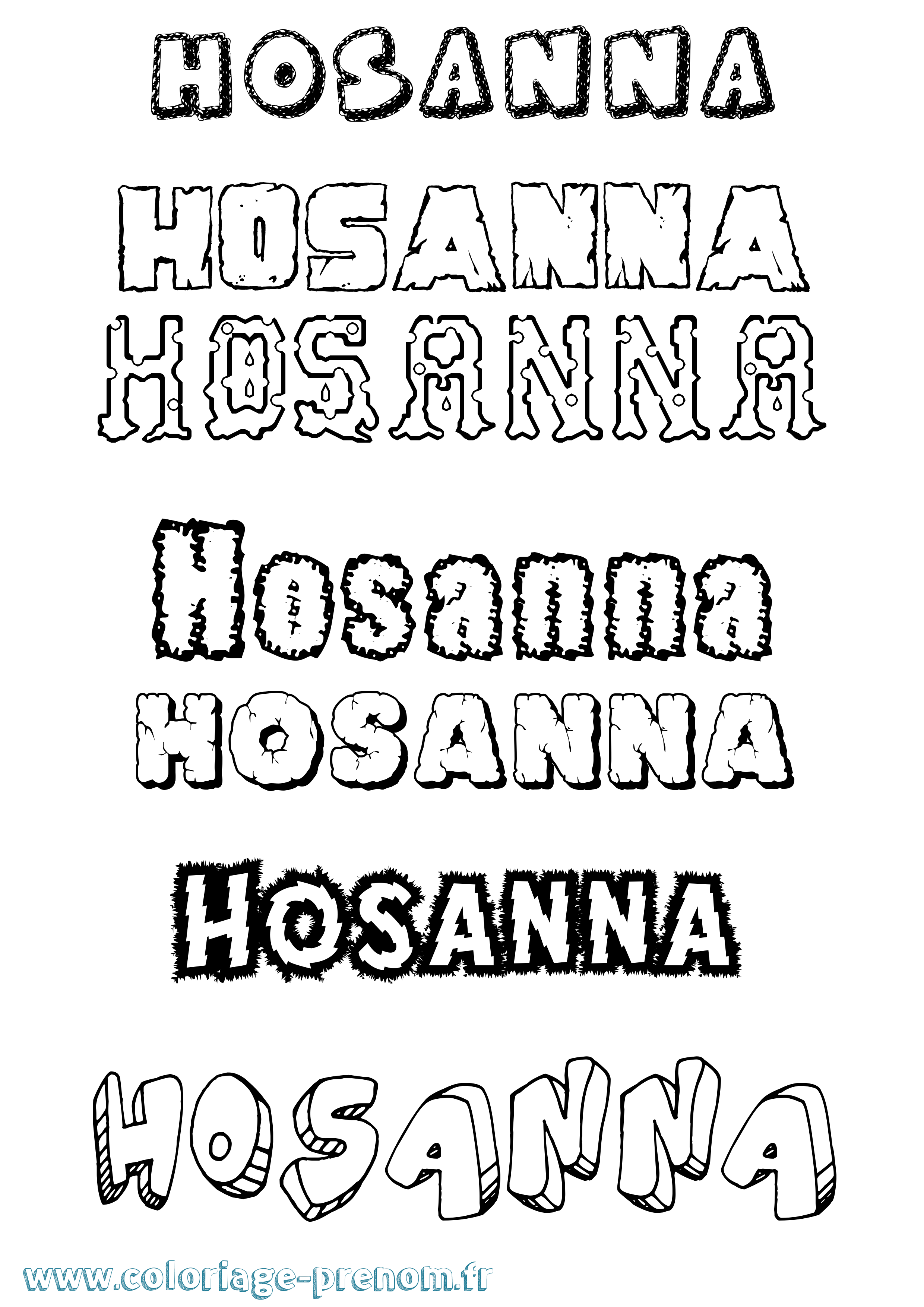 Coloriage prénom Hosanna Destructuré