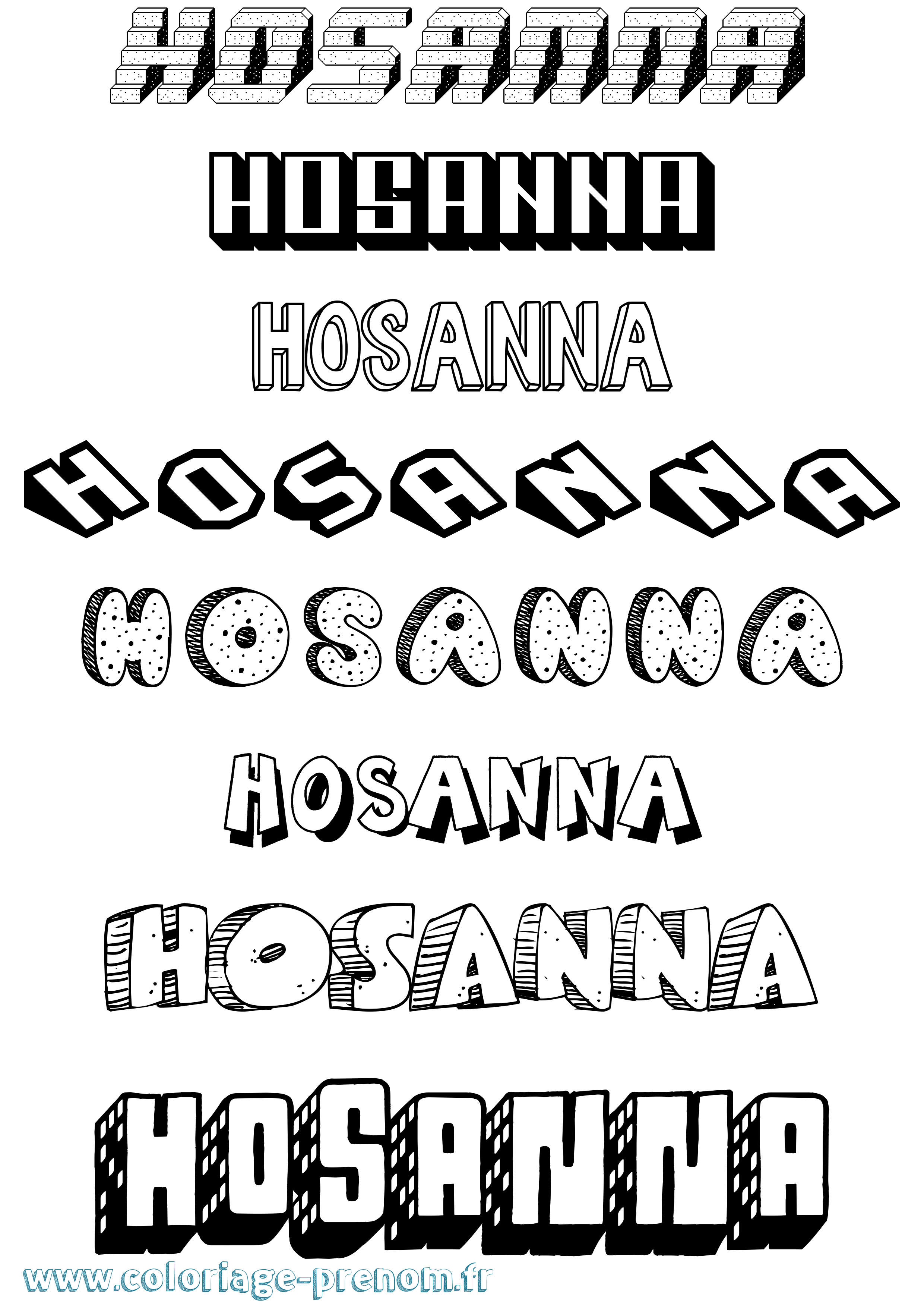 Coloriage Hosanna Effet 3D Coloriage prénom Hosanna Effet 3D