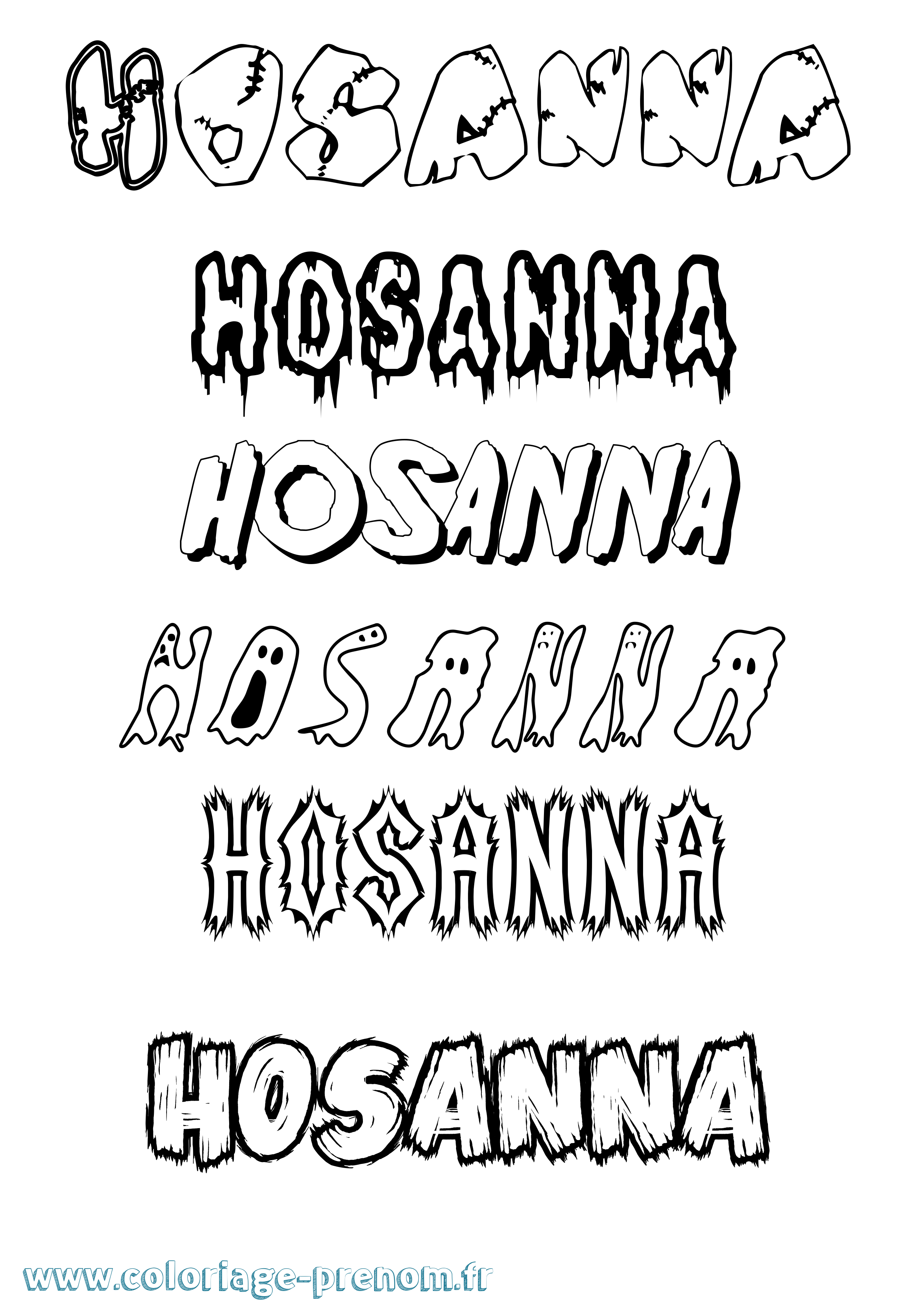 Coloriage Hosanna Frisson Coloriage prénom Hosanna Frisson