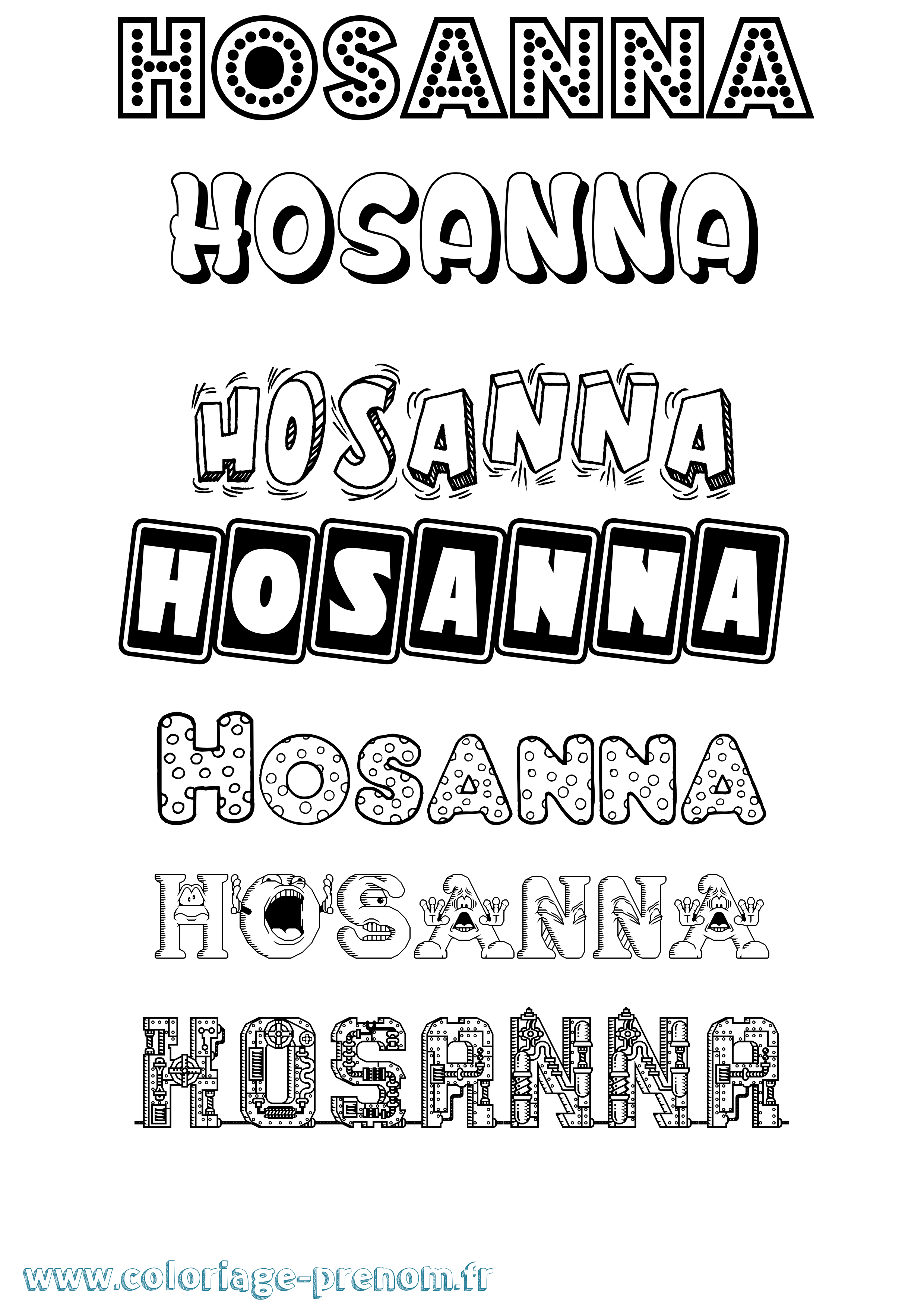 Coloriage prénom Hosanna Fun