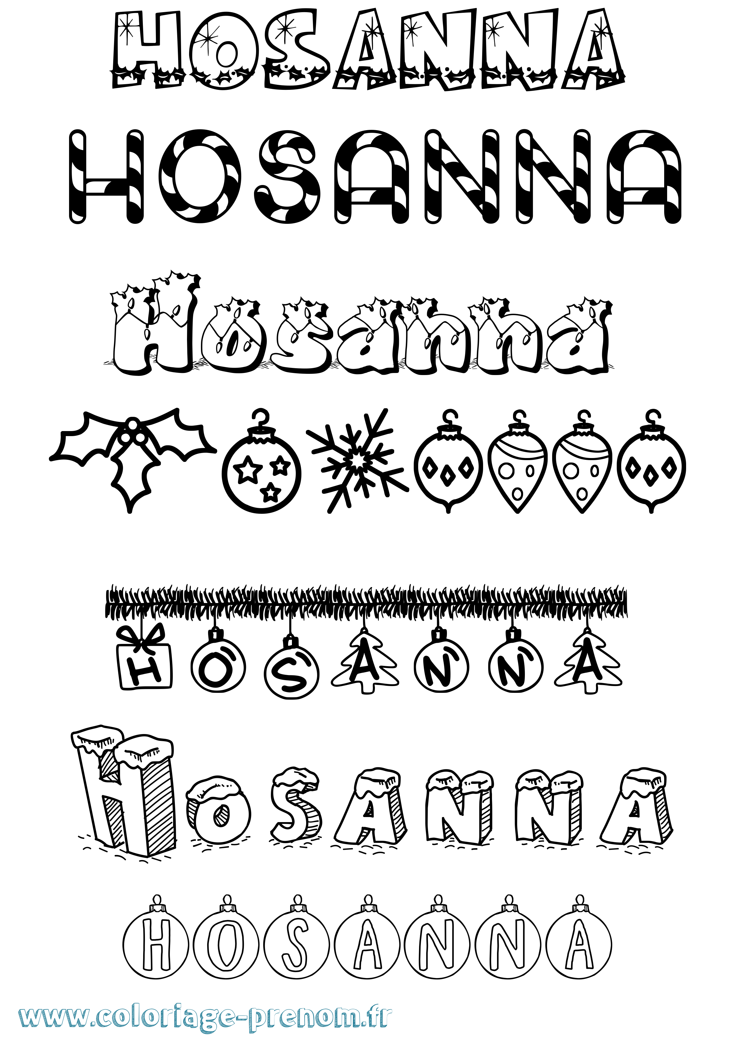 Coloriage prénom Hosanna Noël