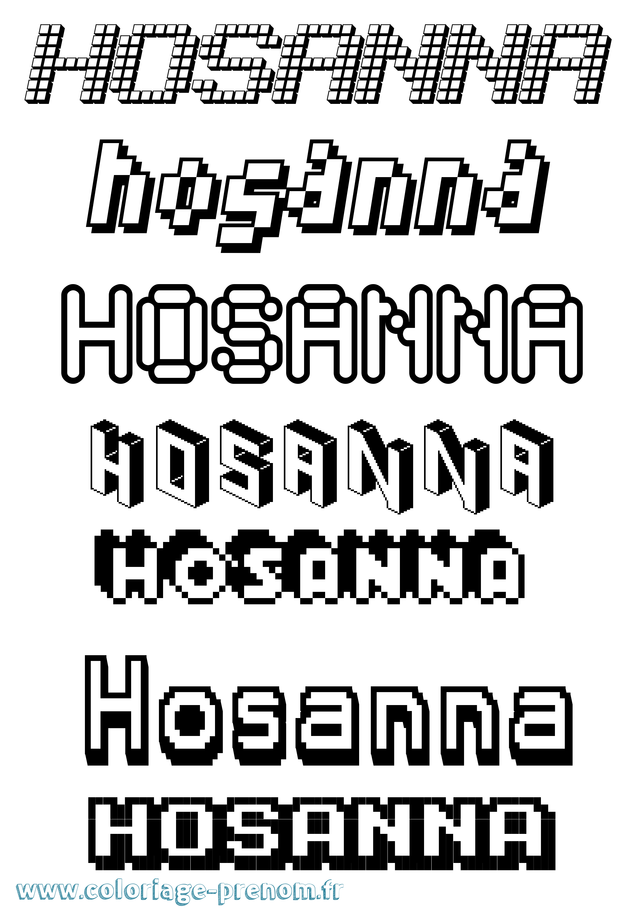 Coloriage prénom Hosanna Pixel