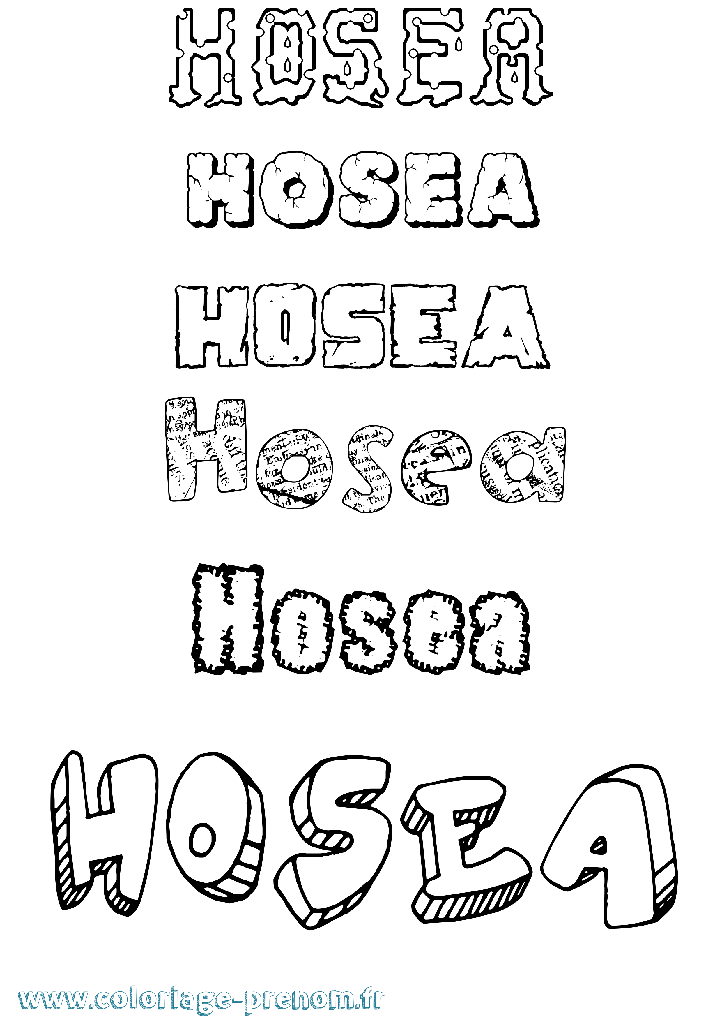 Coloriage prénom Hosea Destructuré