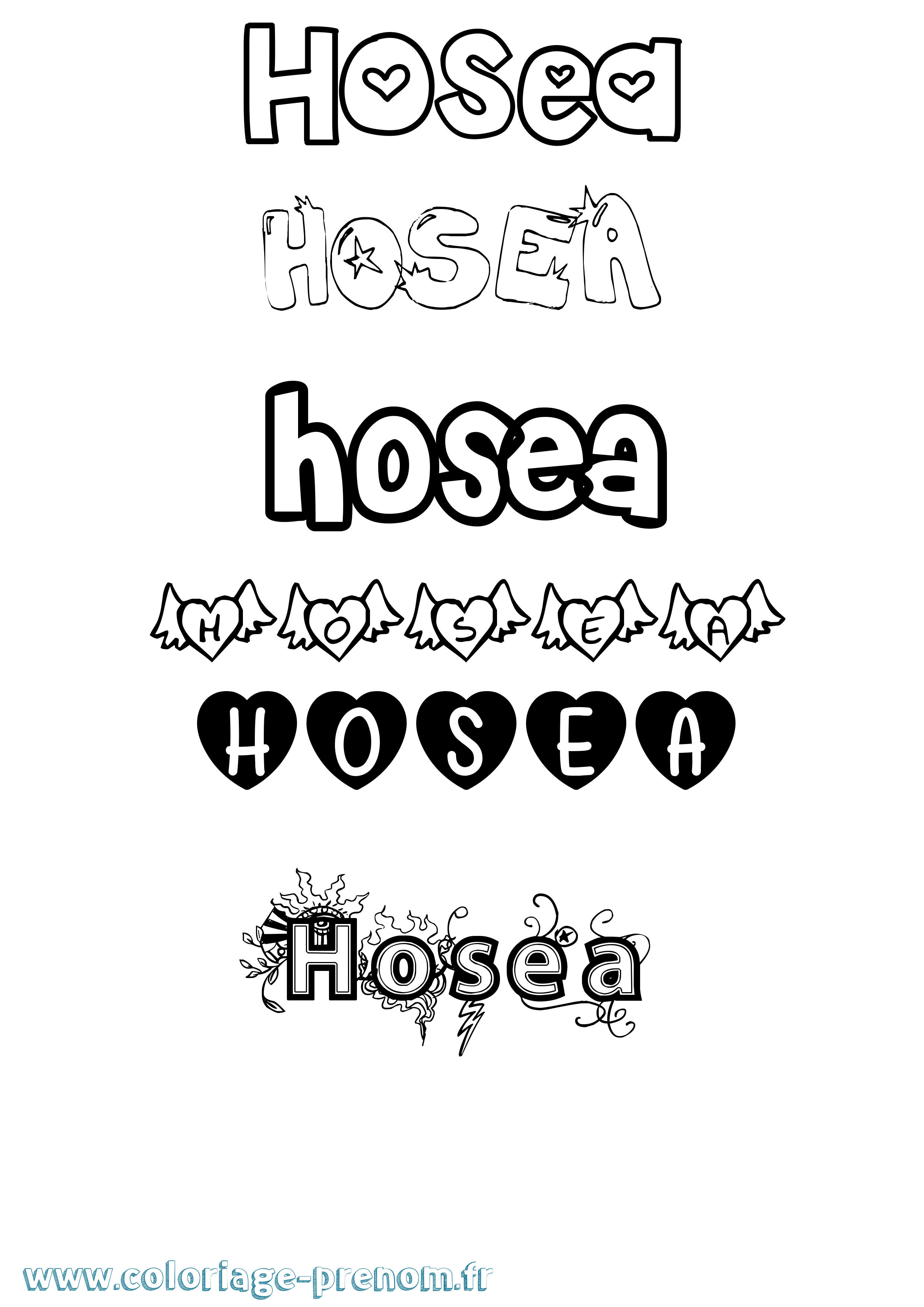 Coloriage prénom Hosea Girly