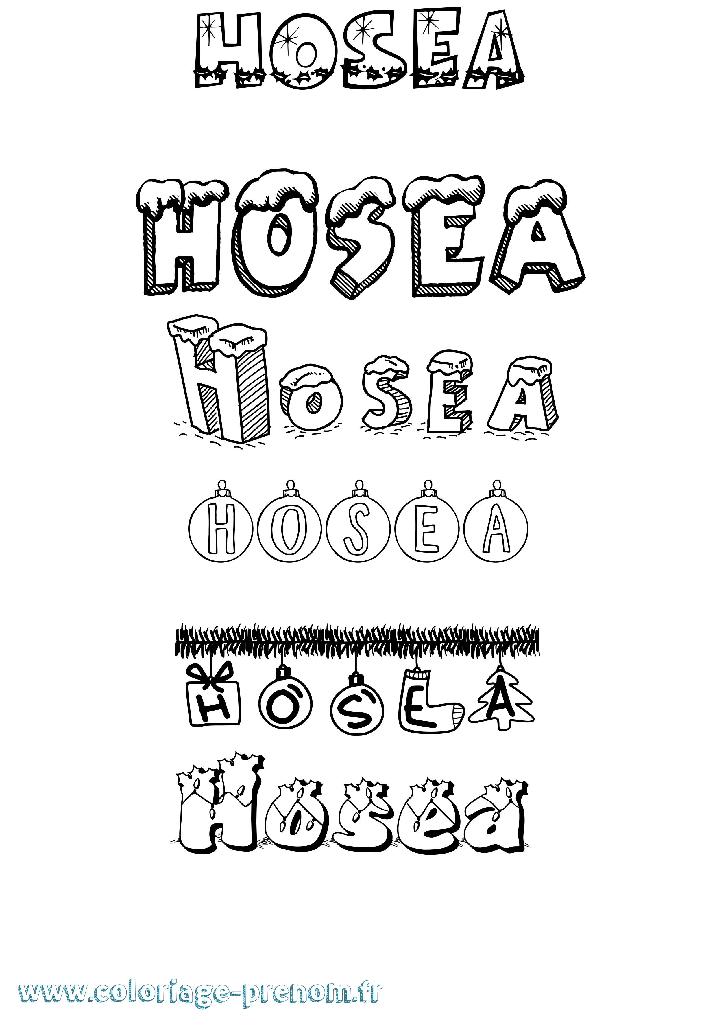 Coloriage prénom Hosea Noël