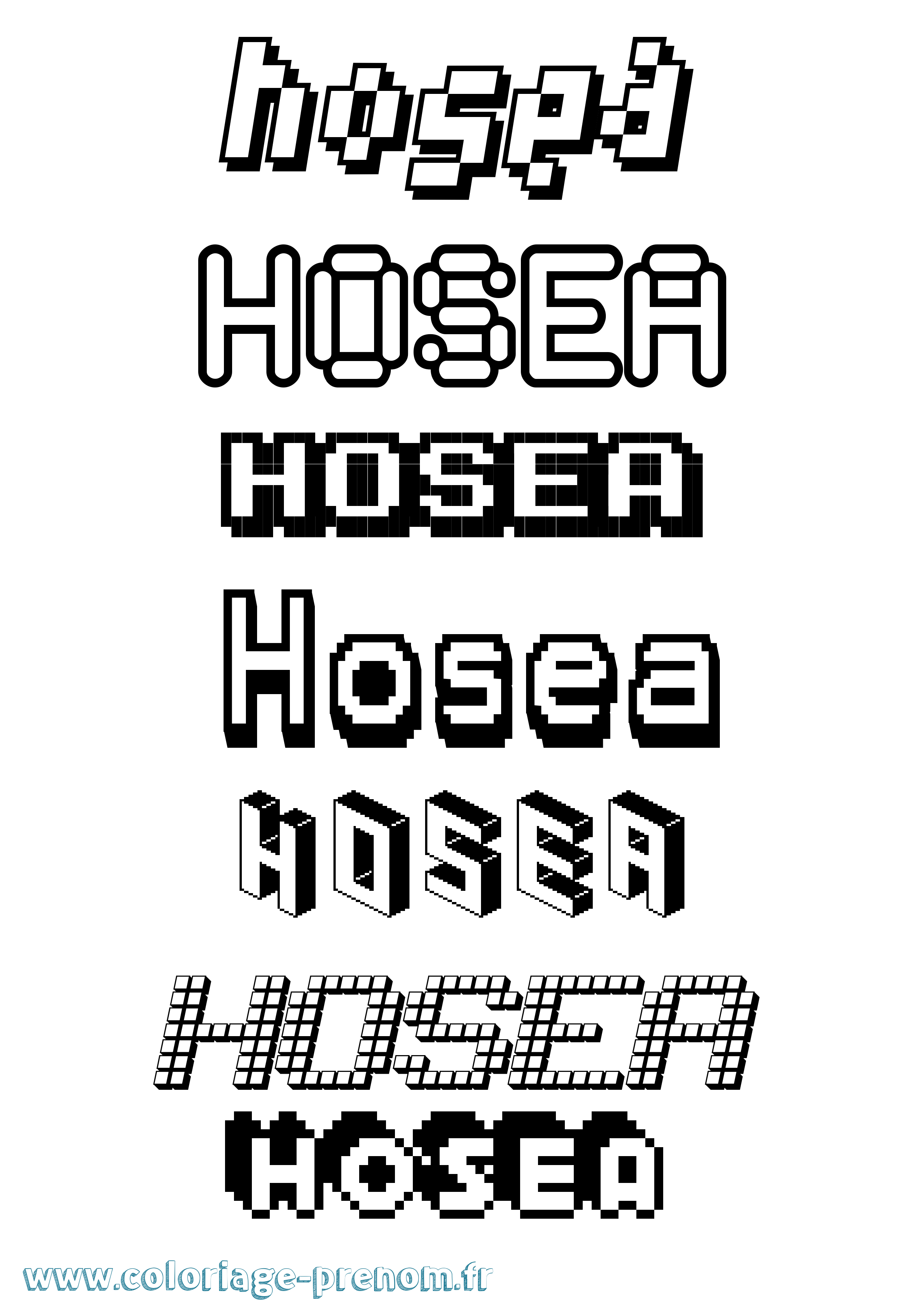 Coloriage prénom Hosea Pixel