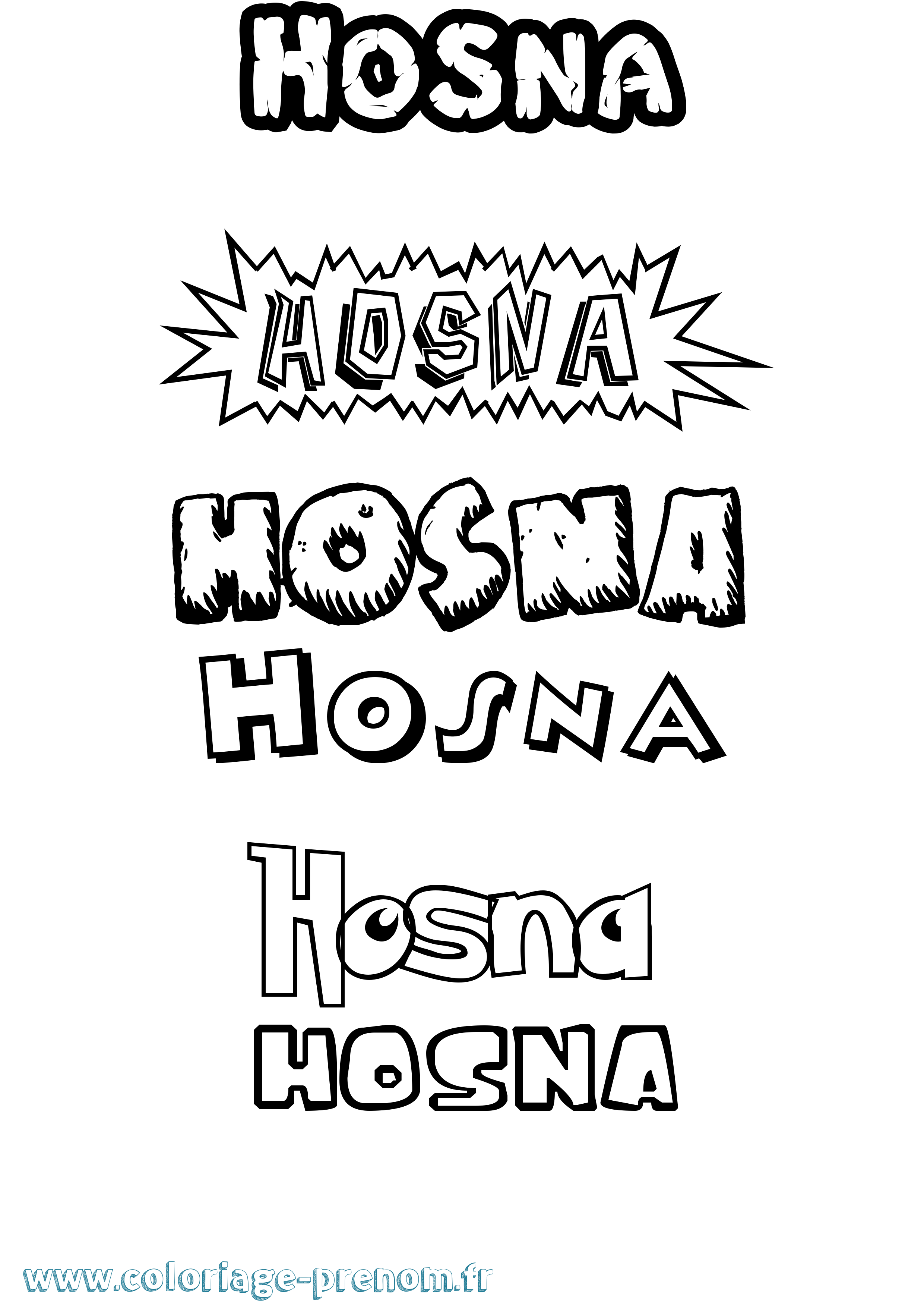 Coloriage prénom Hosna Dessin Animé