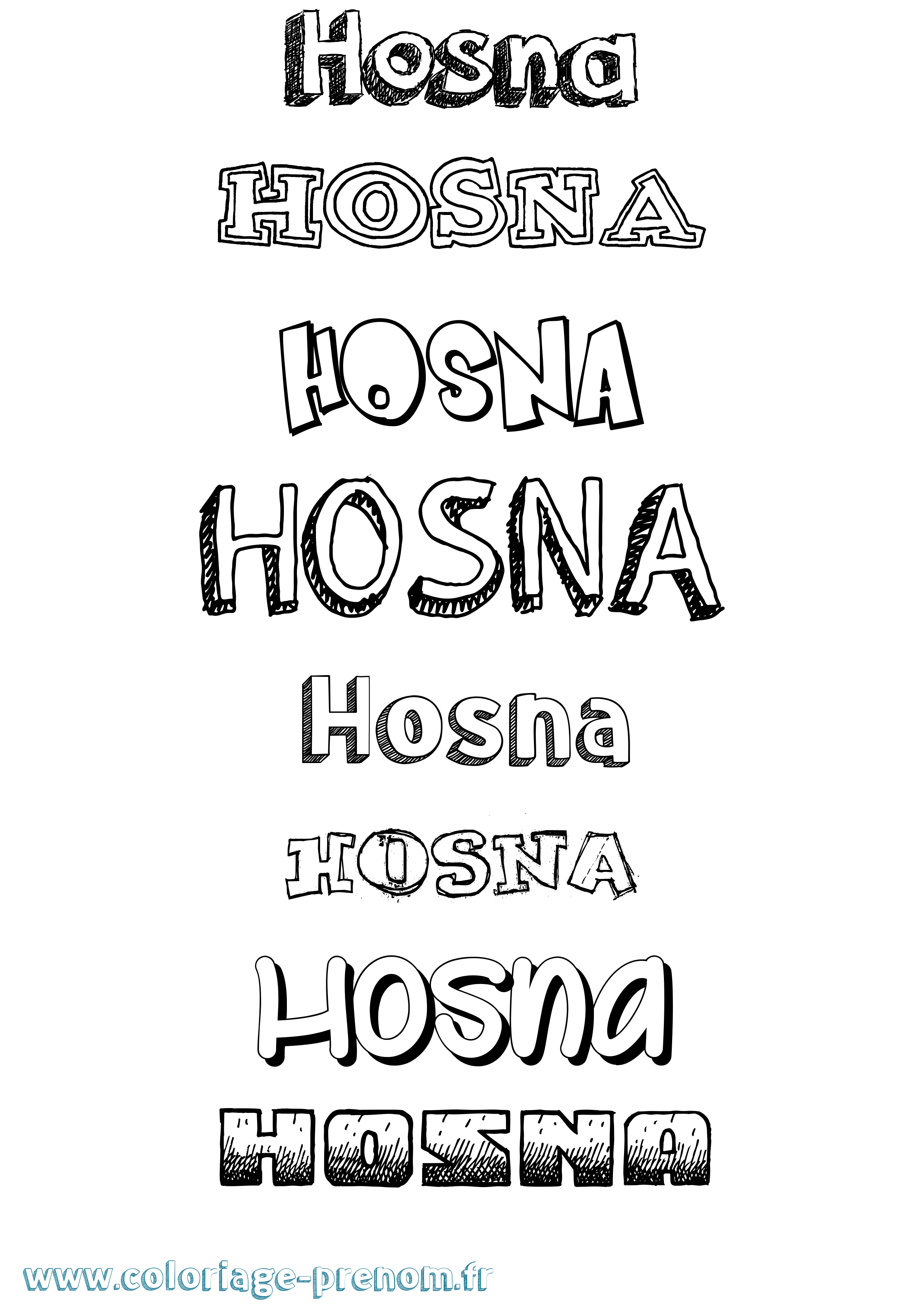 Coloriage prénom Hosna Dessiné