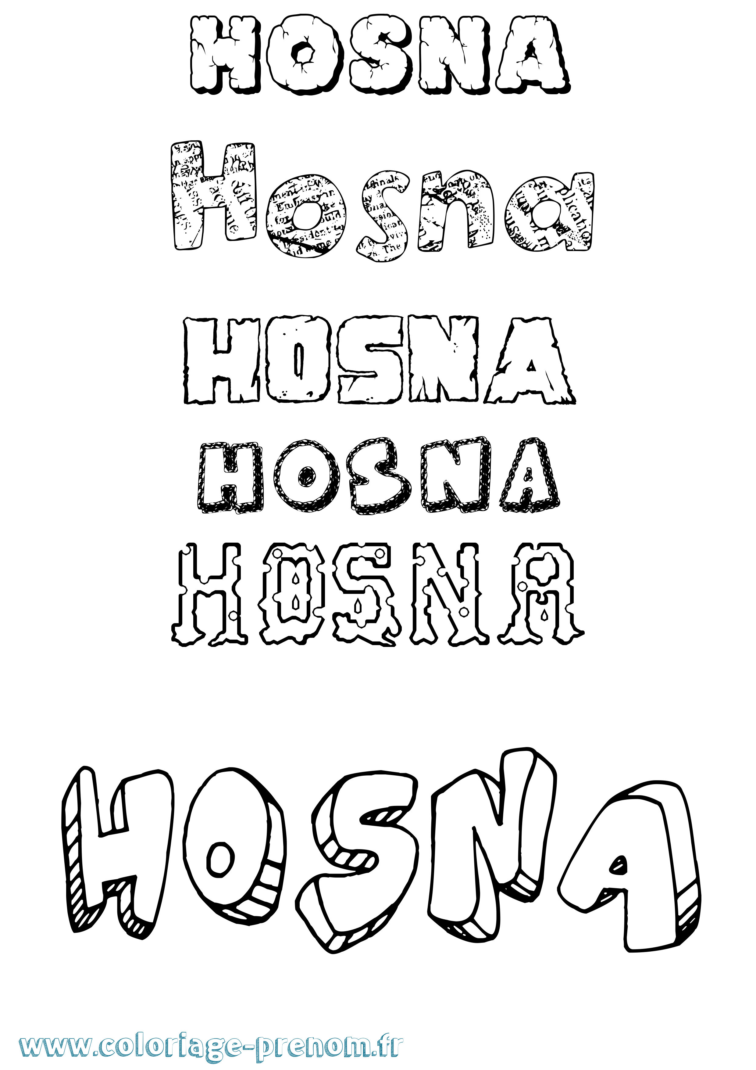 Coloriage prénom Hosna Destructuré