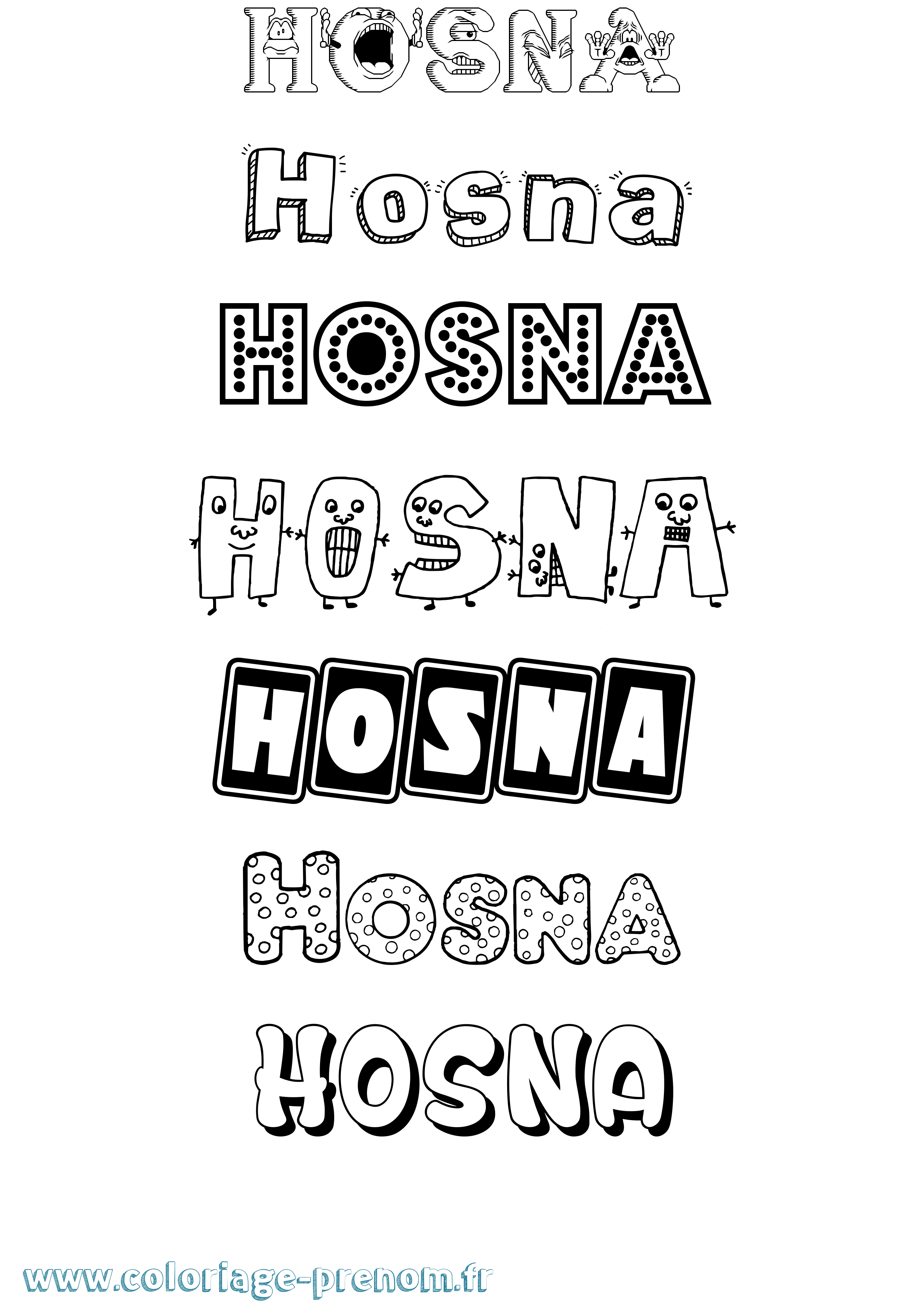 Coloriage prénom Hosna Fun