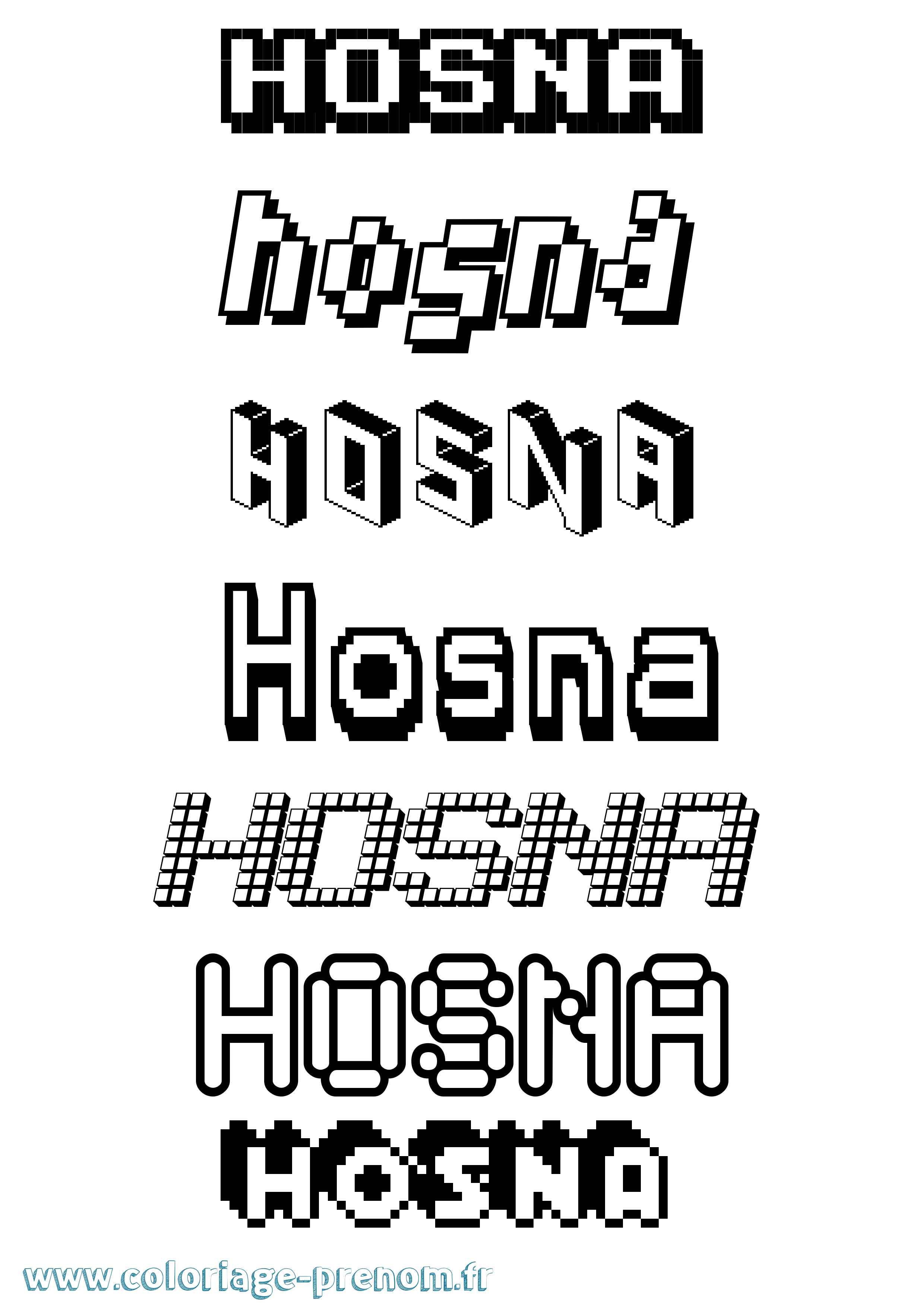 Coloriage prénom Hosna Pixel