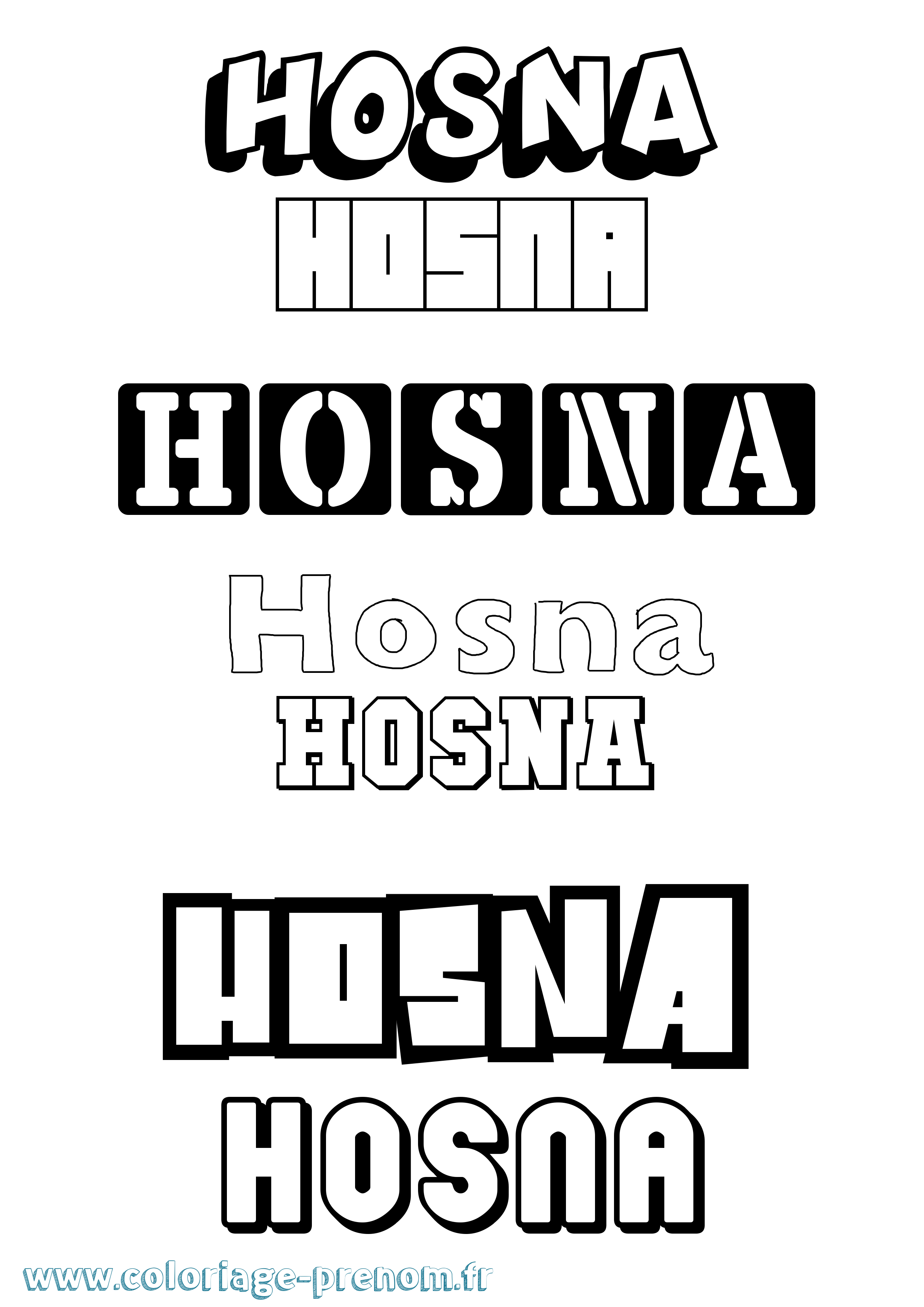 Coloriage prénom Hosna Simple