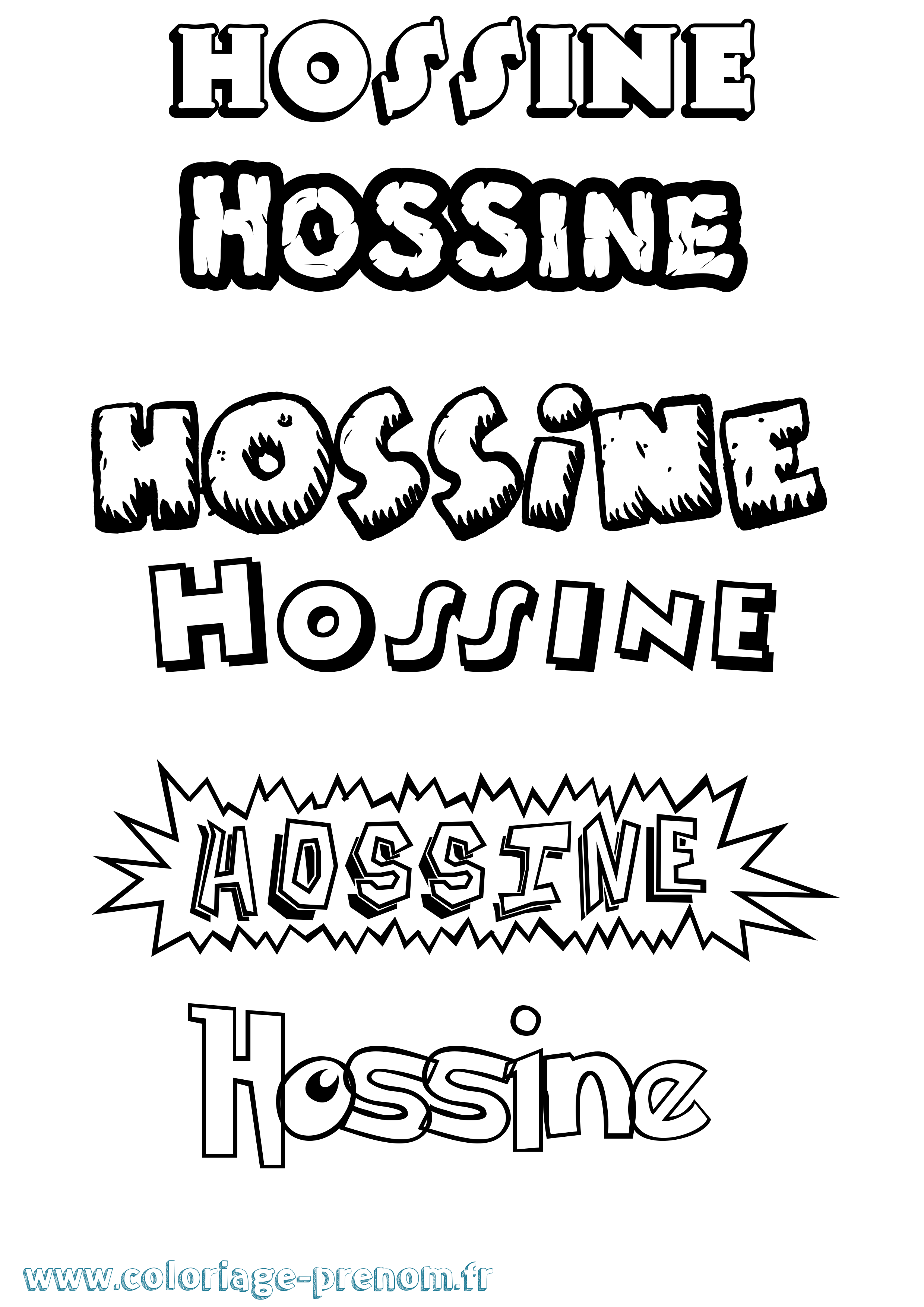 Coloriage prénom Hossine Dessin Animé