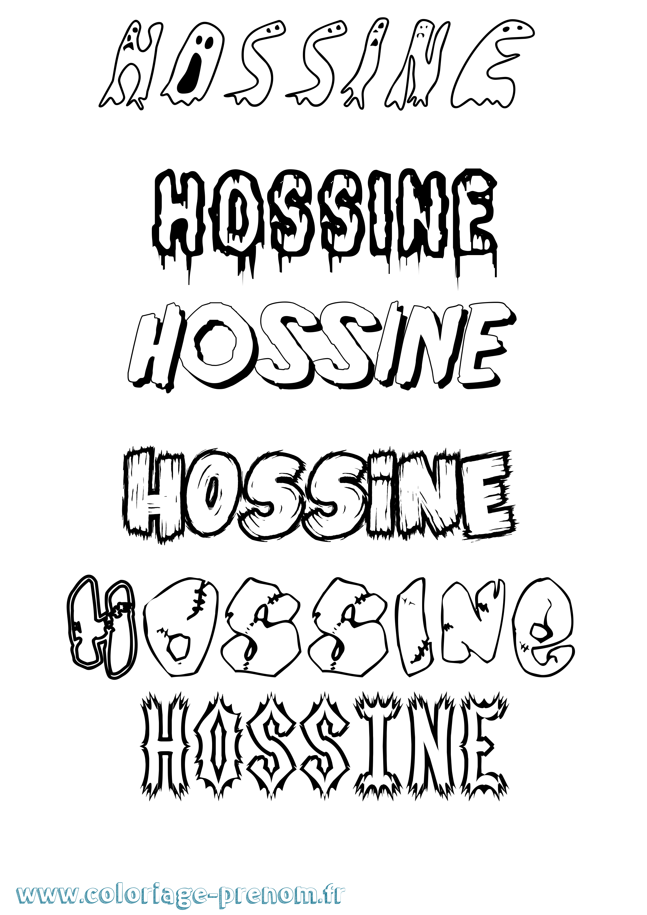 Coloriage prénom Hossine Frisson