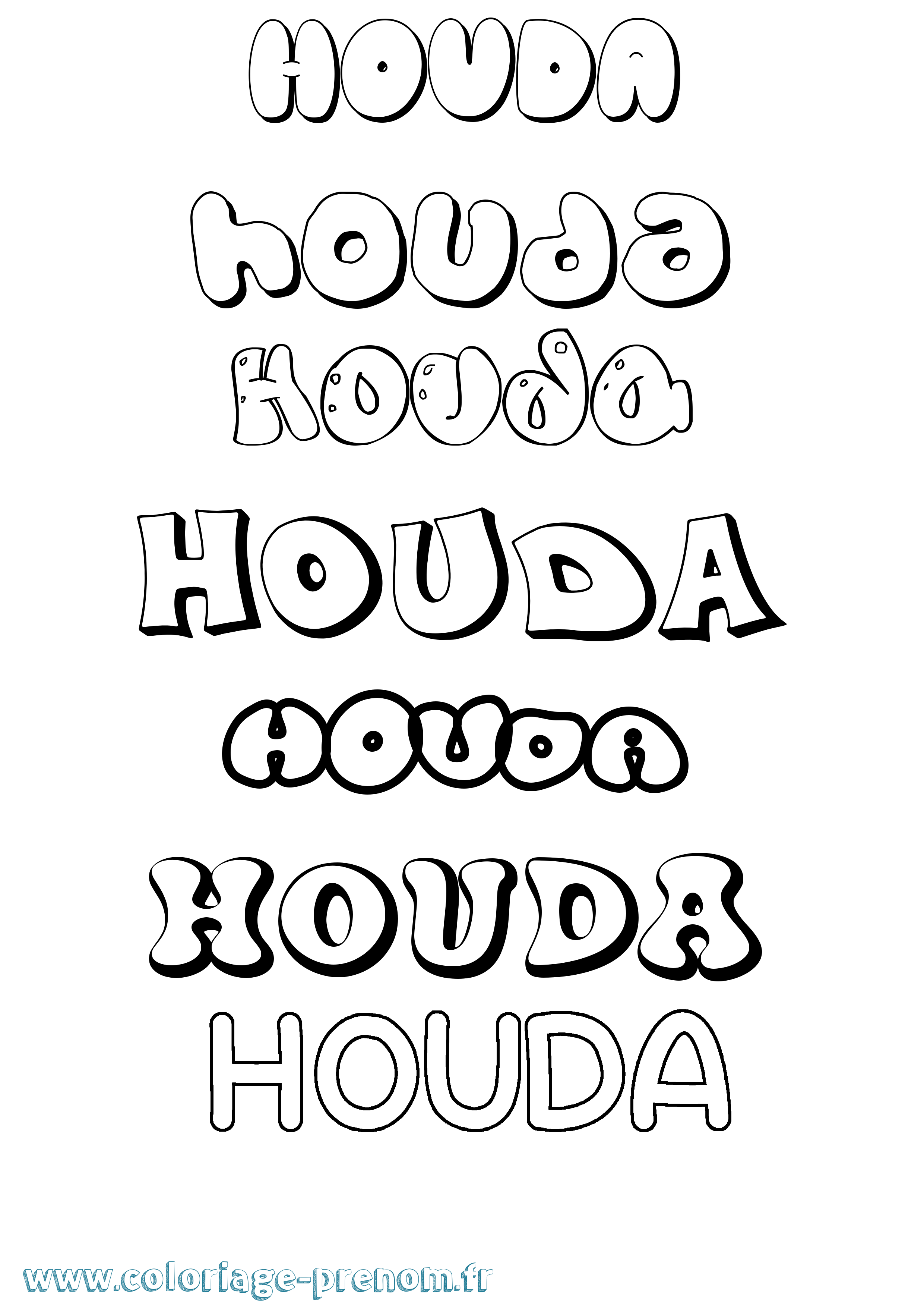 Coloriage Houda Coloriage prénom Houda
