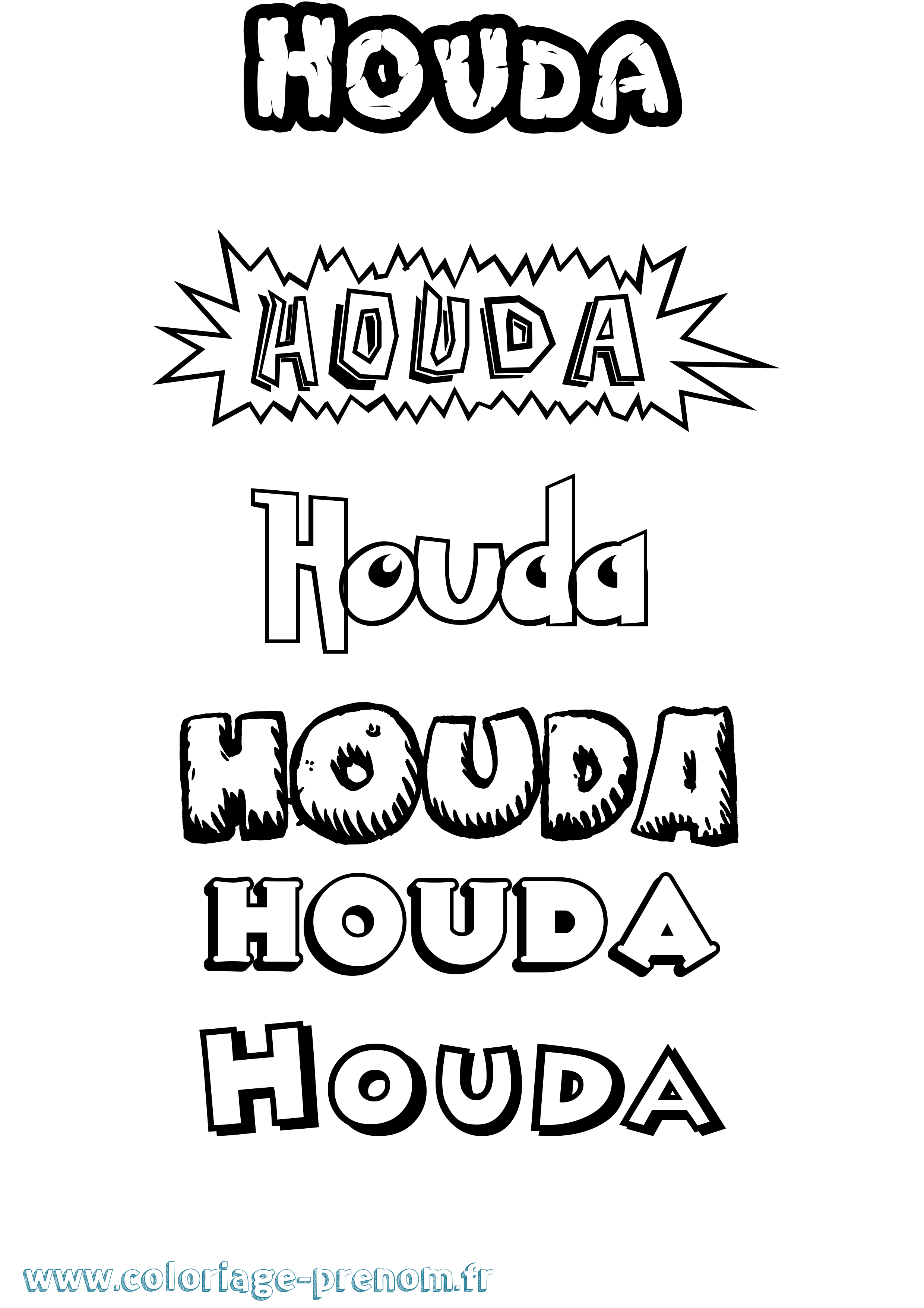 Coloriage prénom Houda