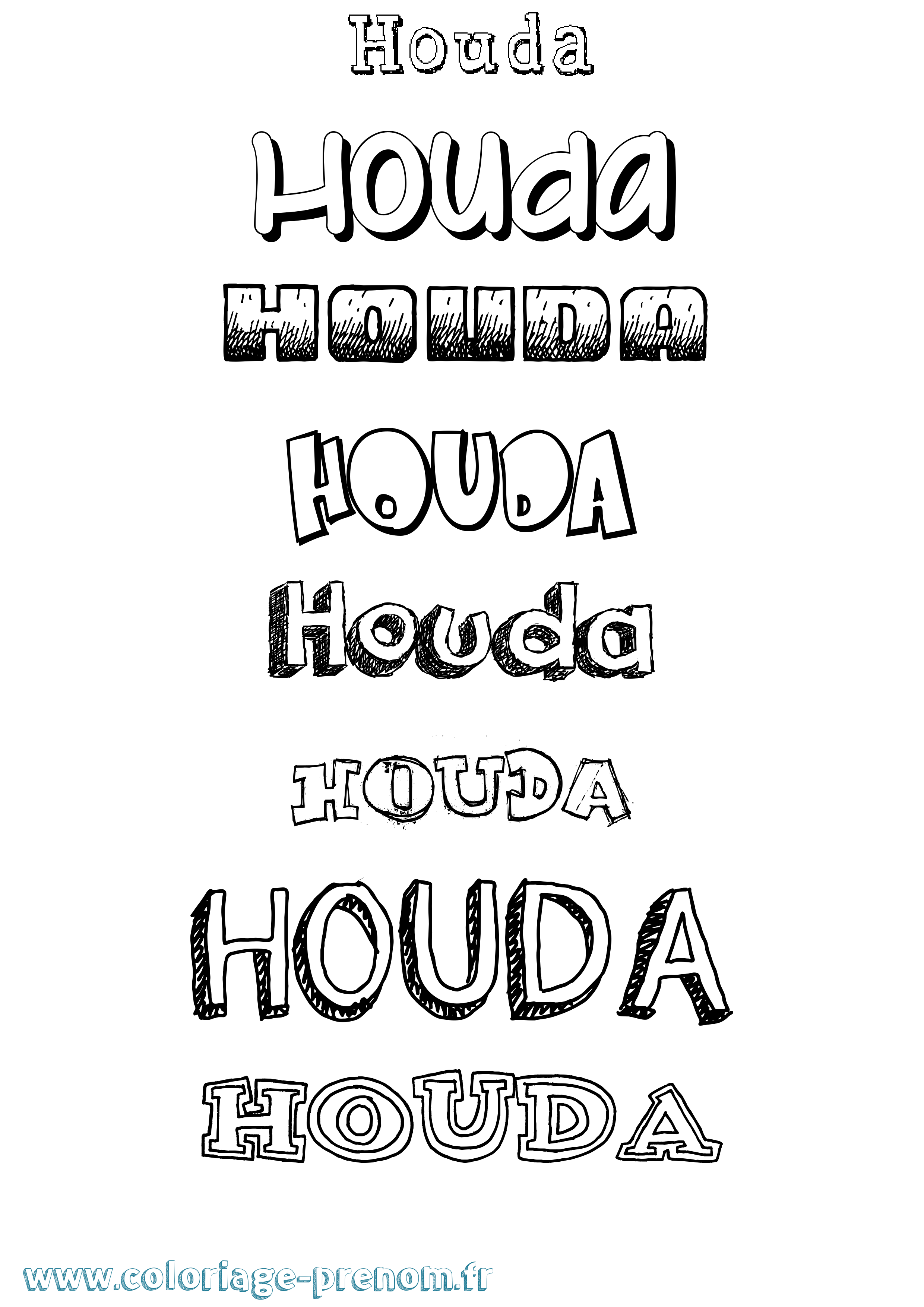 Coloriage Houda Coloriage prénom Houda