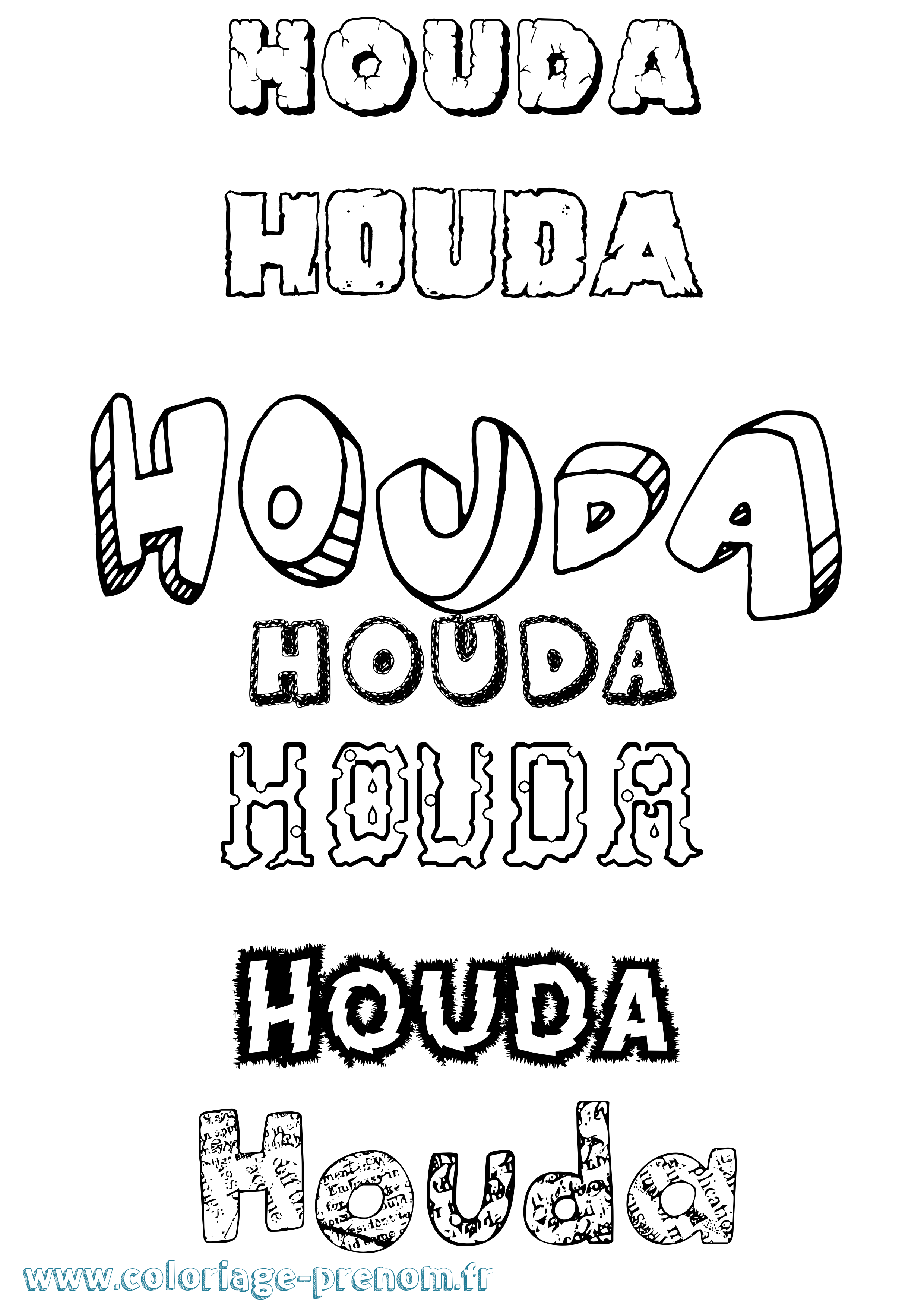 Coloriage Houda Coloriage prénom Houda