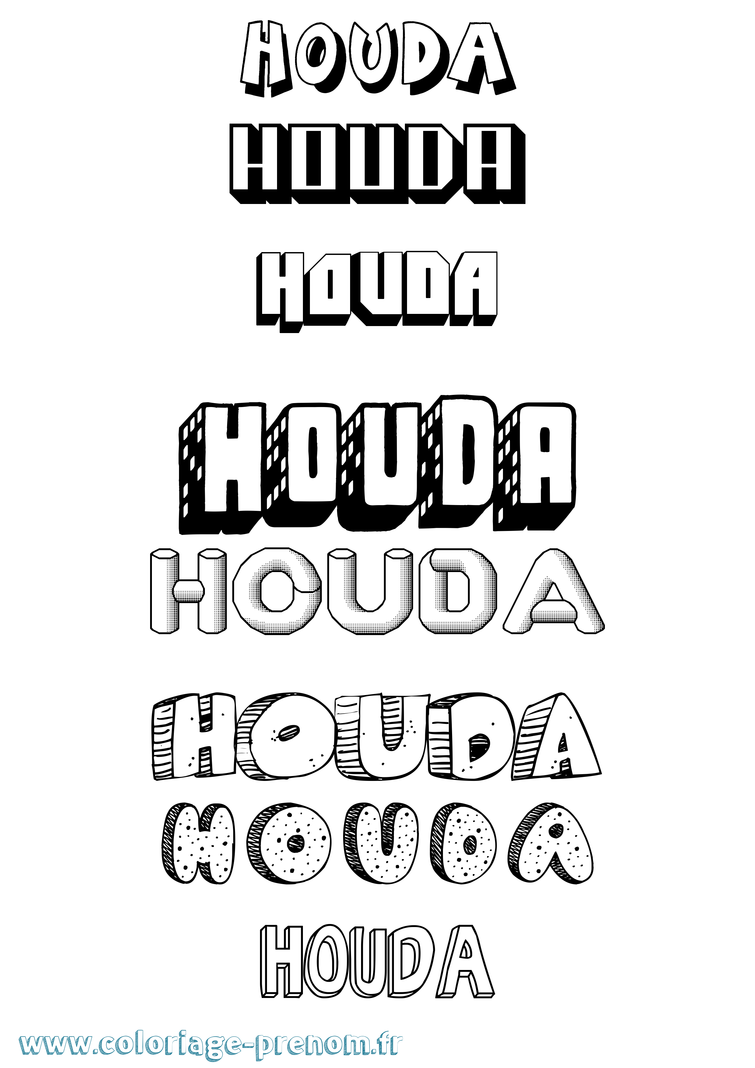 Coloriage Houda Coloriage prénom Houda