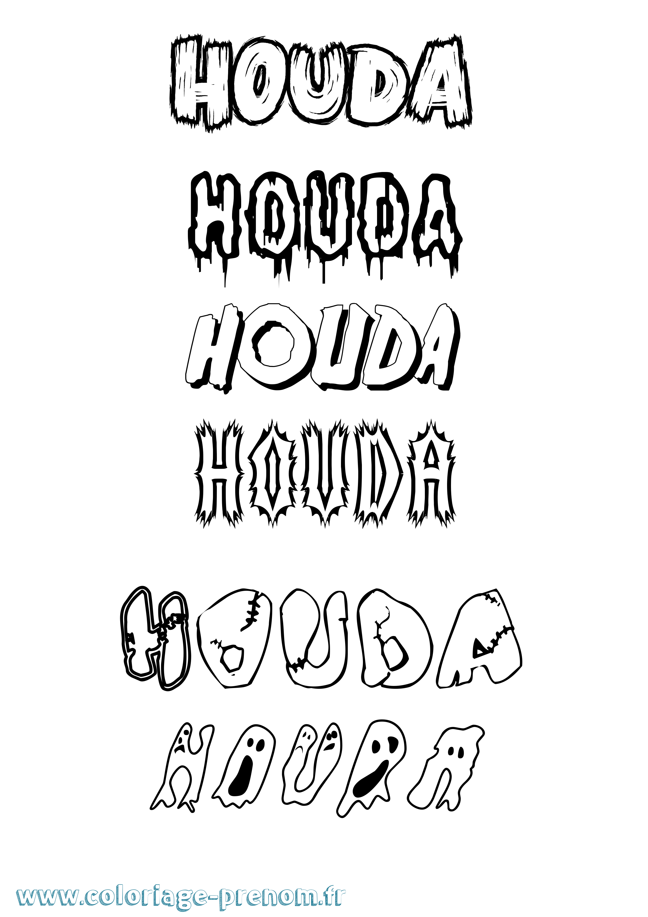 Coloriage Houda Coloriage prénom Houda