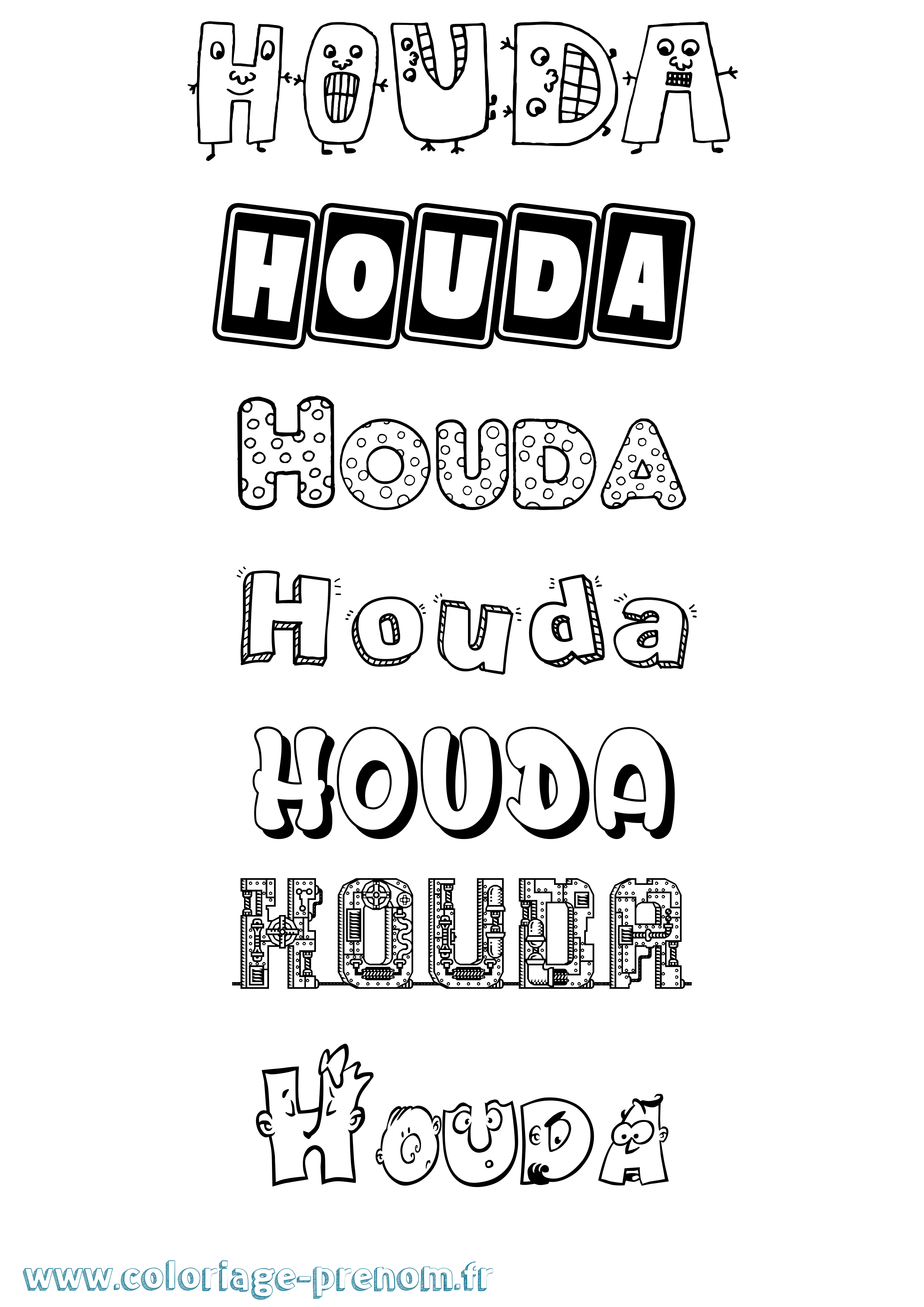 Coloriage Houda Coloriage prénom Houda
