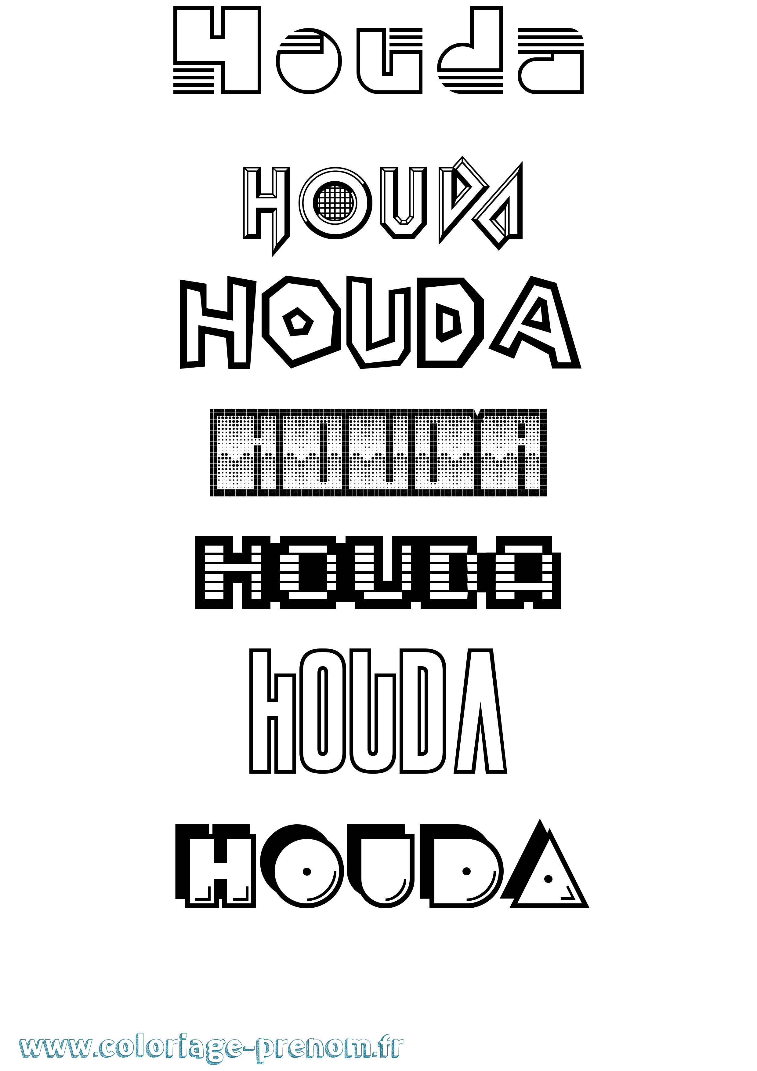 Coloriage Houda Coloriage prénom Houda