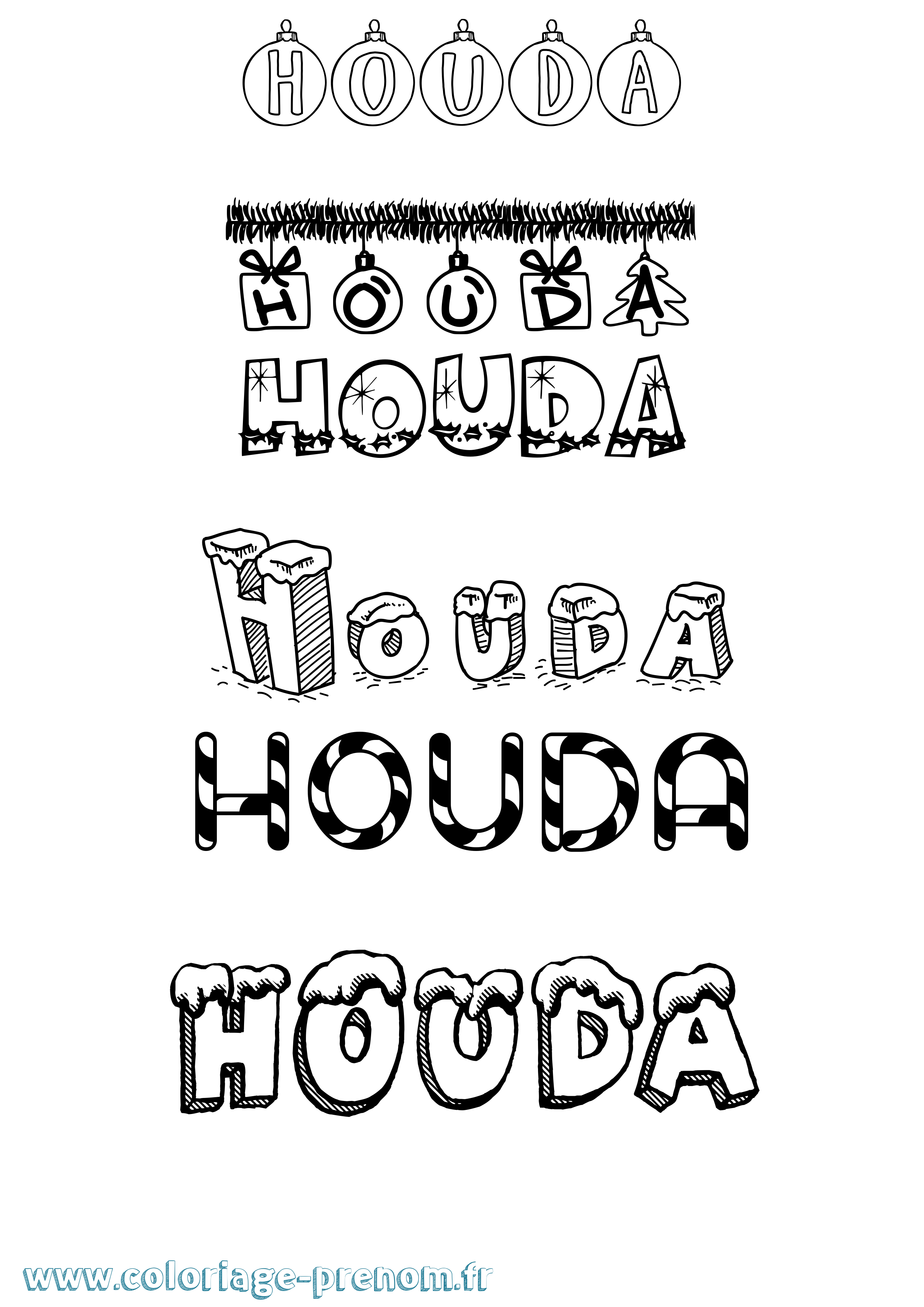 Coloriage Houda Coloriage prénom Houda