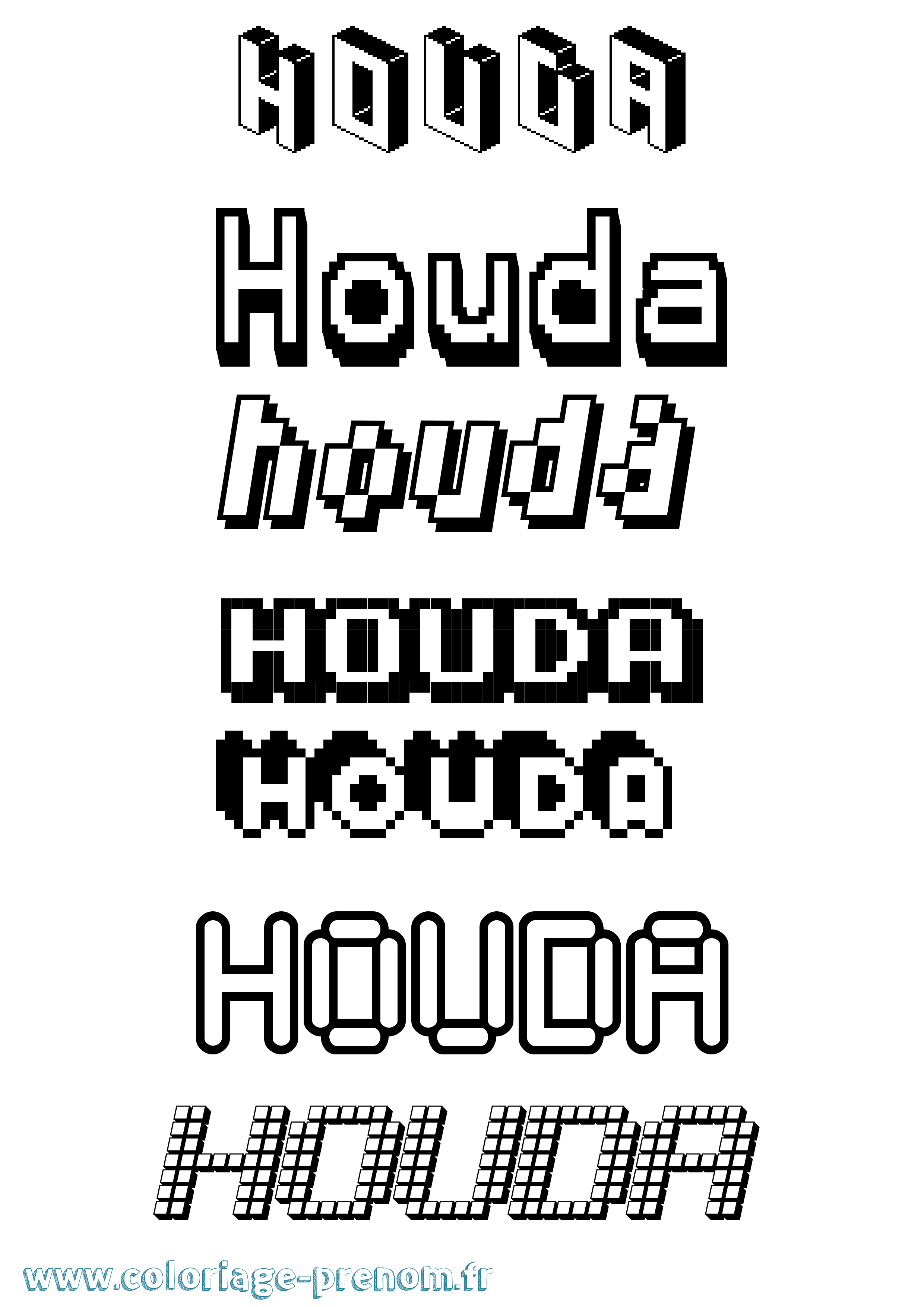 Coloriage Houda Coloriage prénom Houda