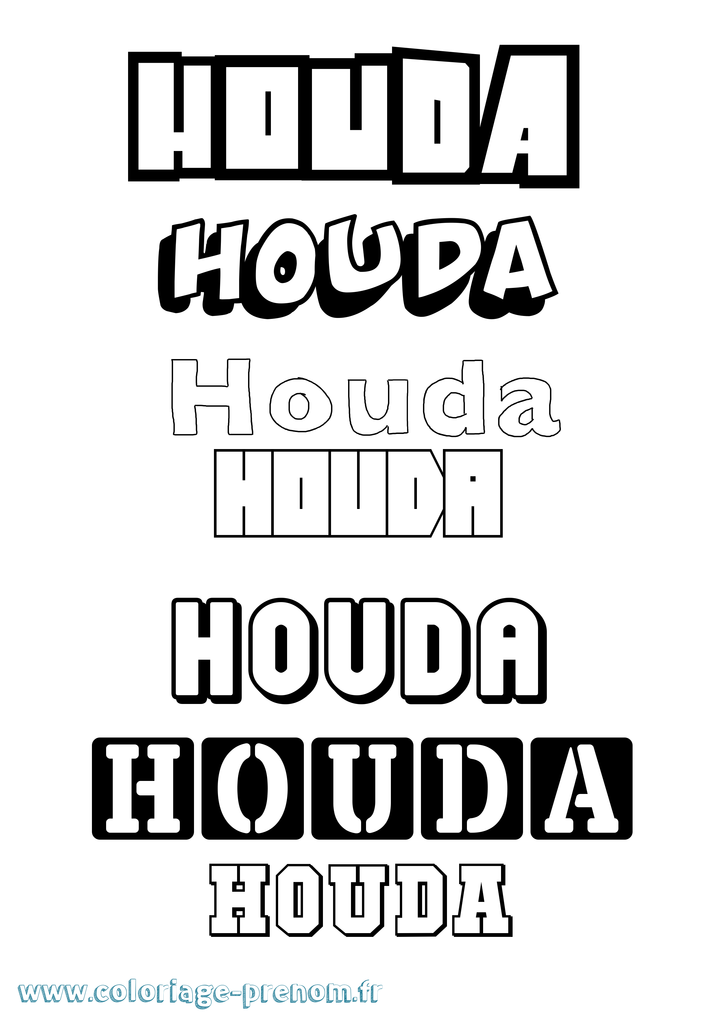 Coloriage Houda Coloriage prénom Houda