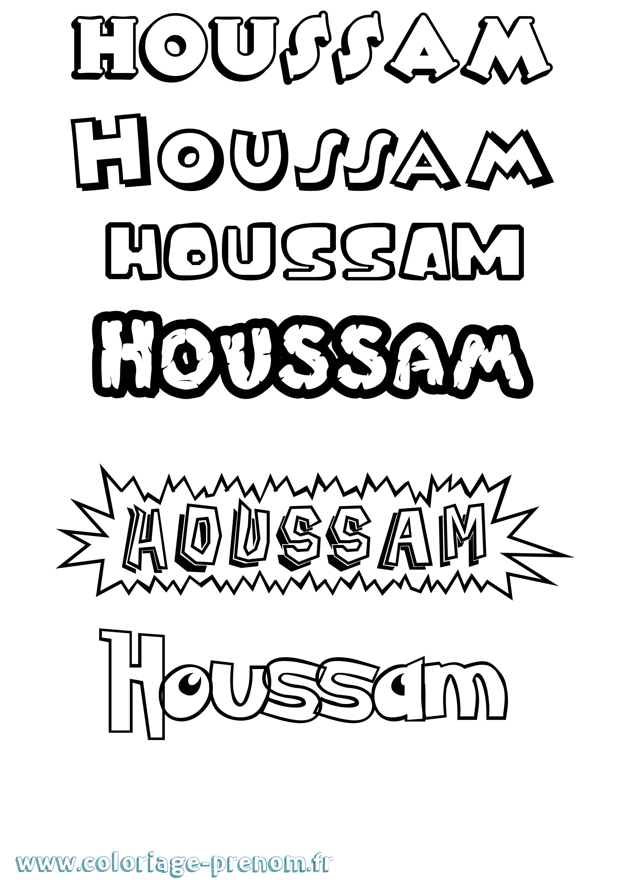 Coloriage prénom Houssam Dessin Animé